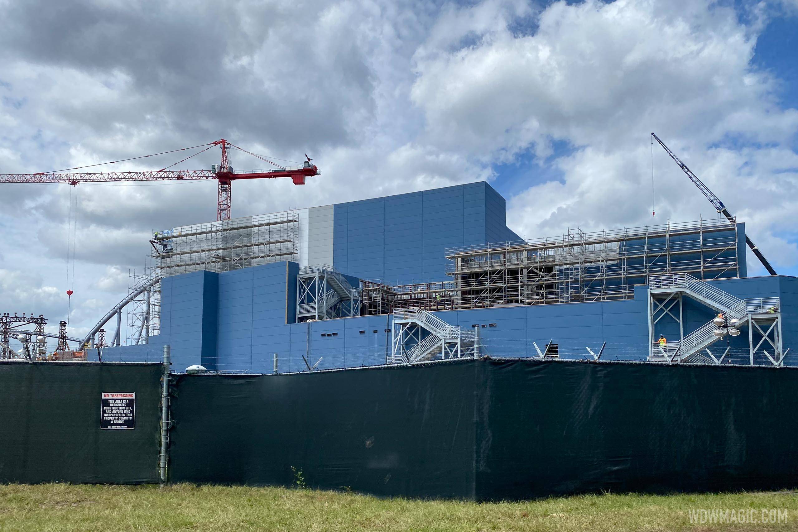 PHOTOS - Back-side of TRON Lightcycle Run coaster show building nearly fully enclosed