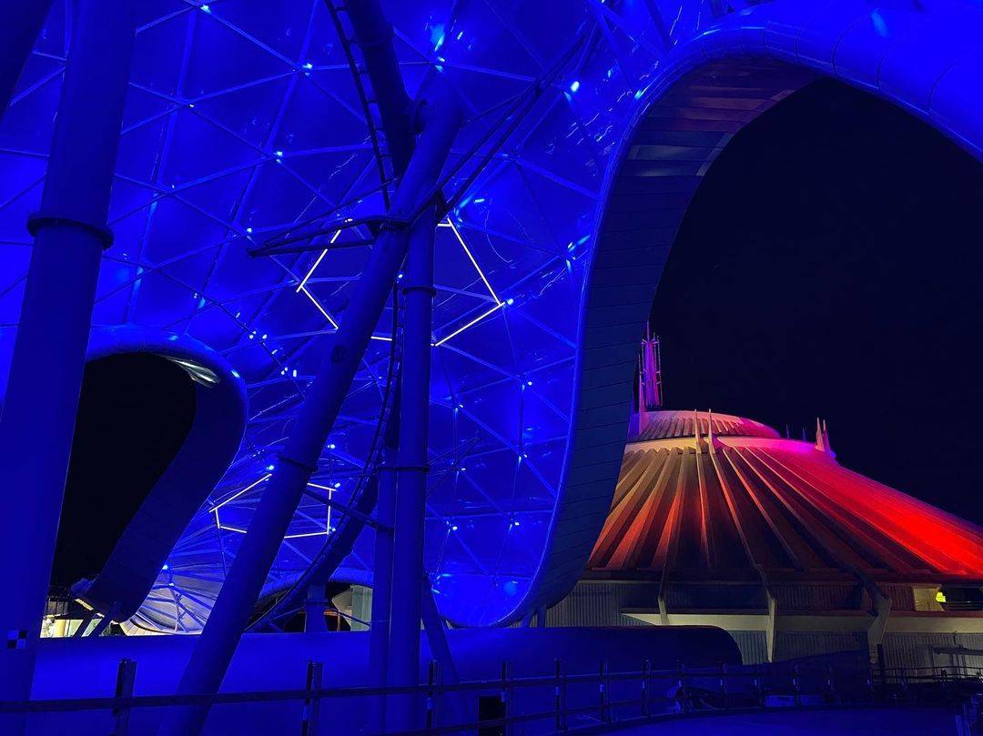 Canopy lighting tests get underway at Magic Kingdom's TRON Lightcycle Run rollercoaster