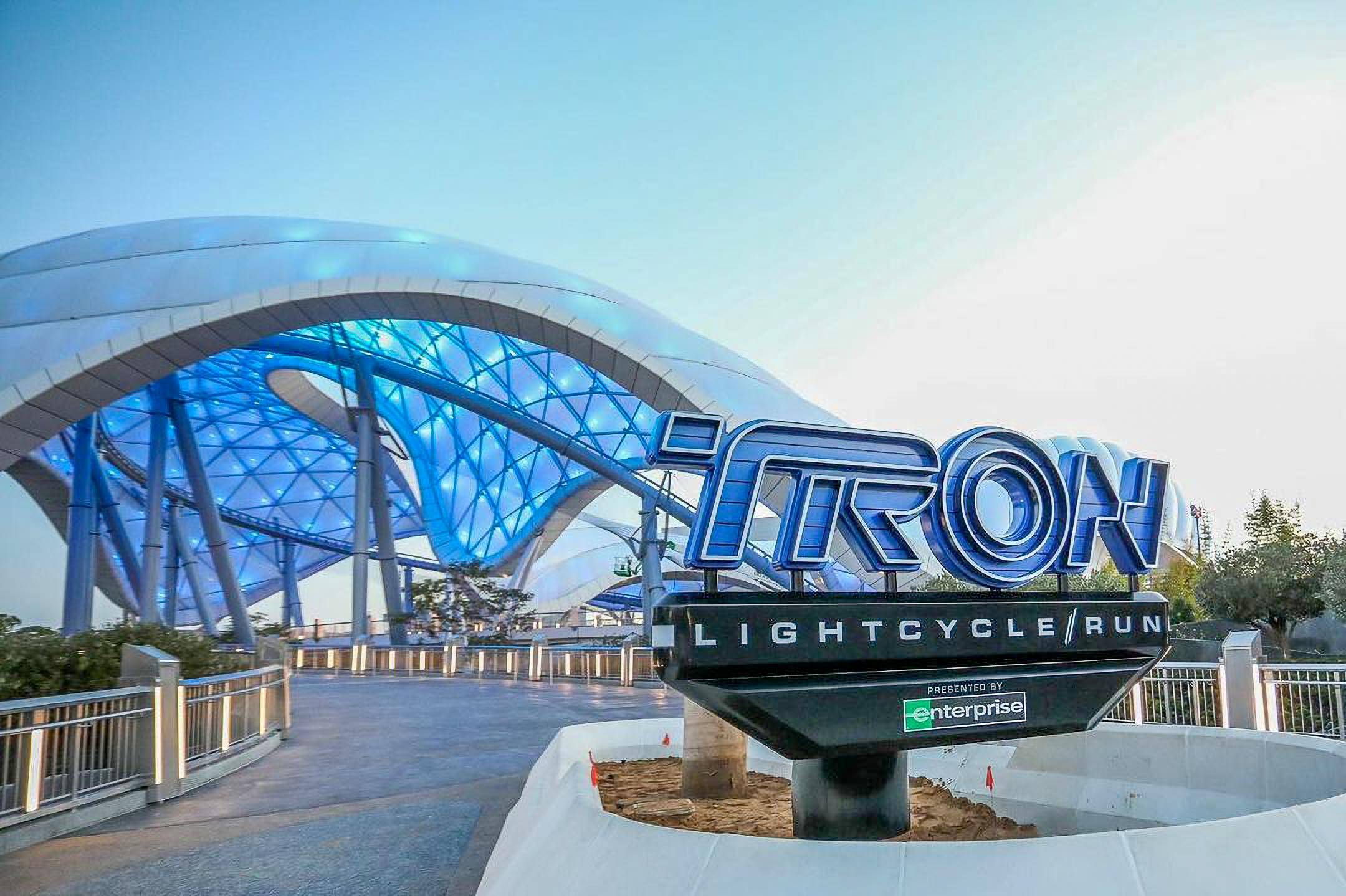 Marquee sign installed at Walt Disney World's TRON Lightcycle Run