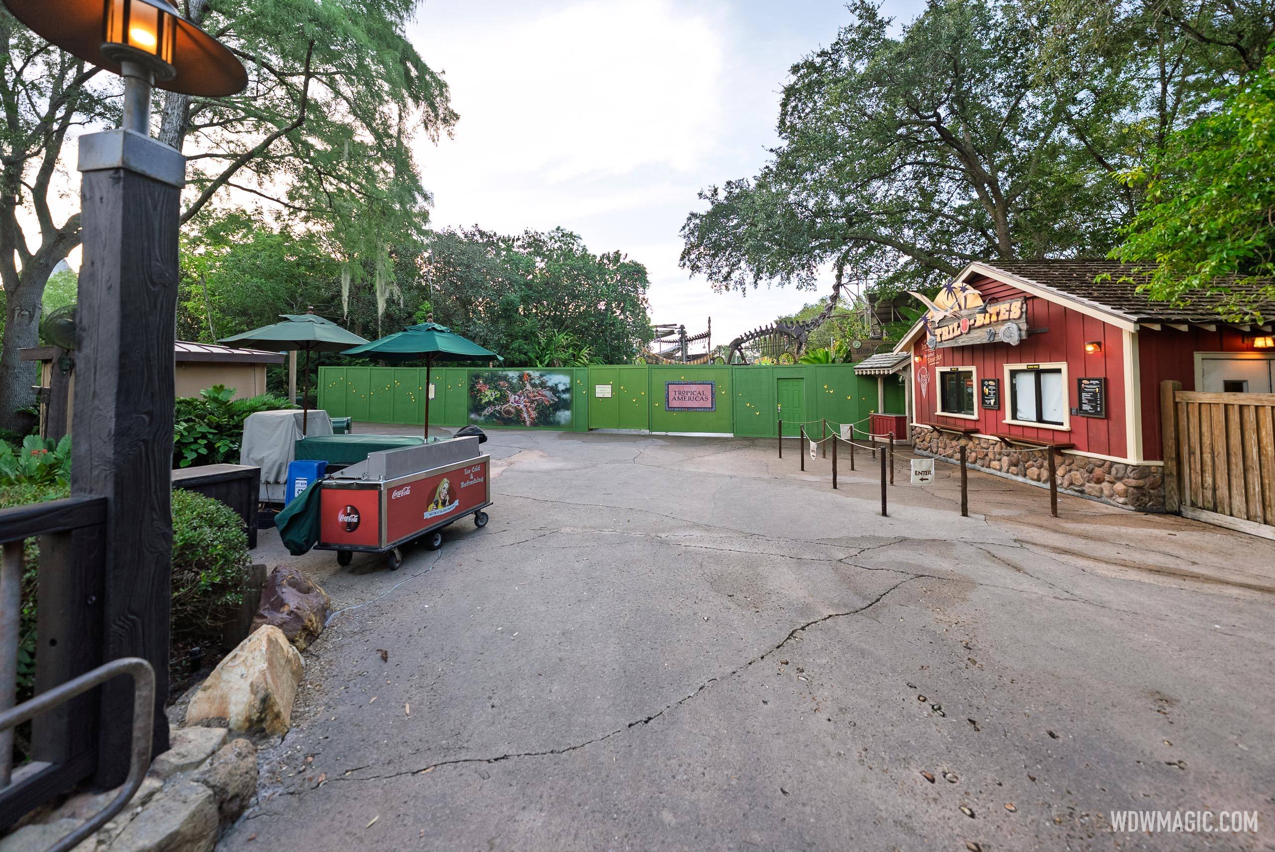 Construction Walls Up Around DinoLand Entrance and Boneyard
