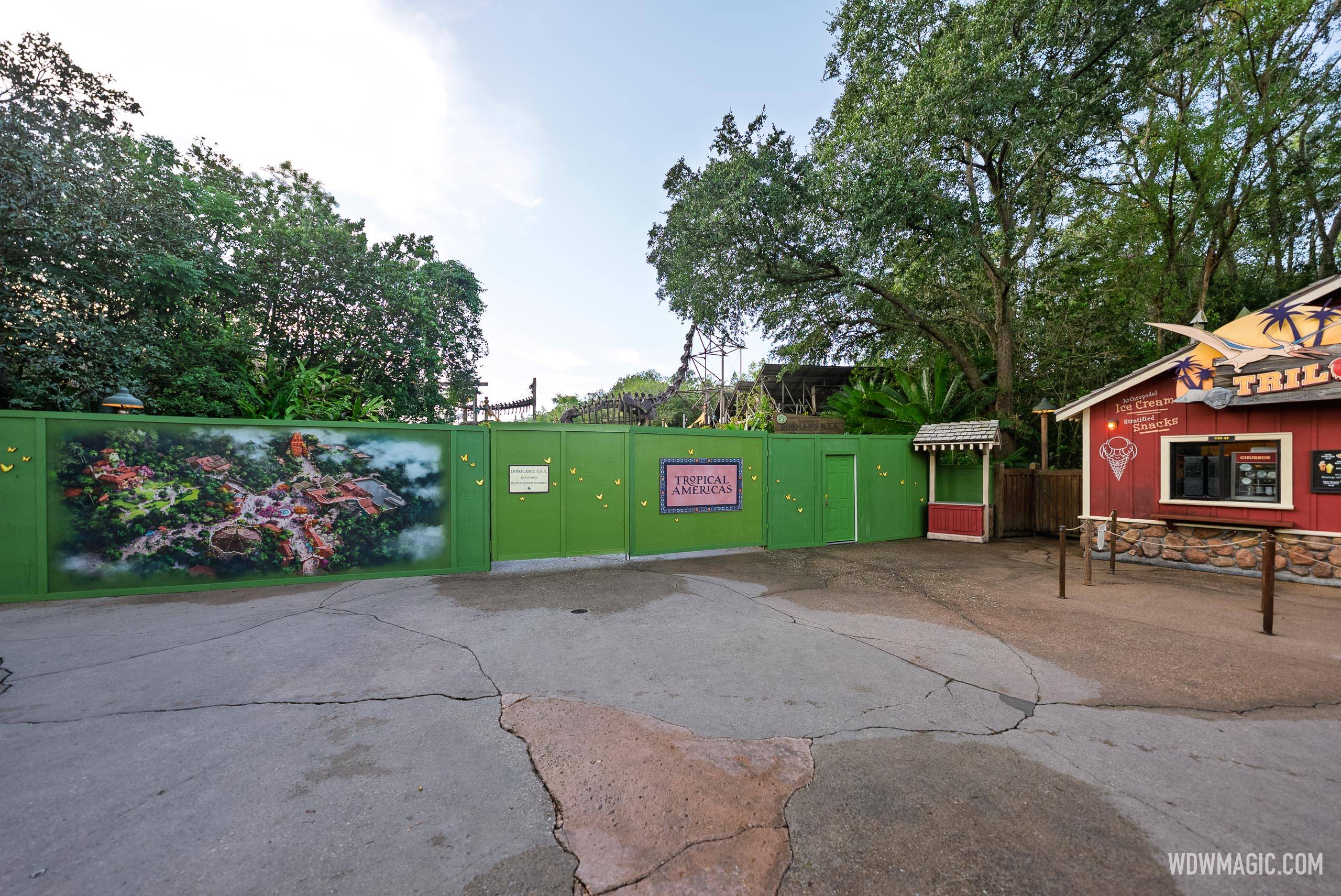 Construction Walls Up Around DinoLand Entrance and Boneyard