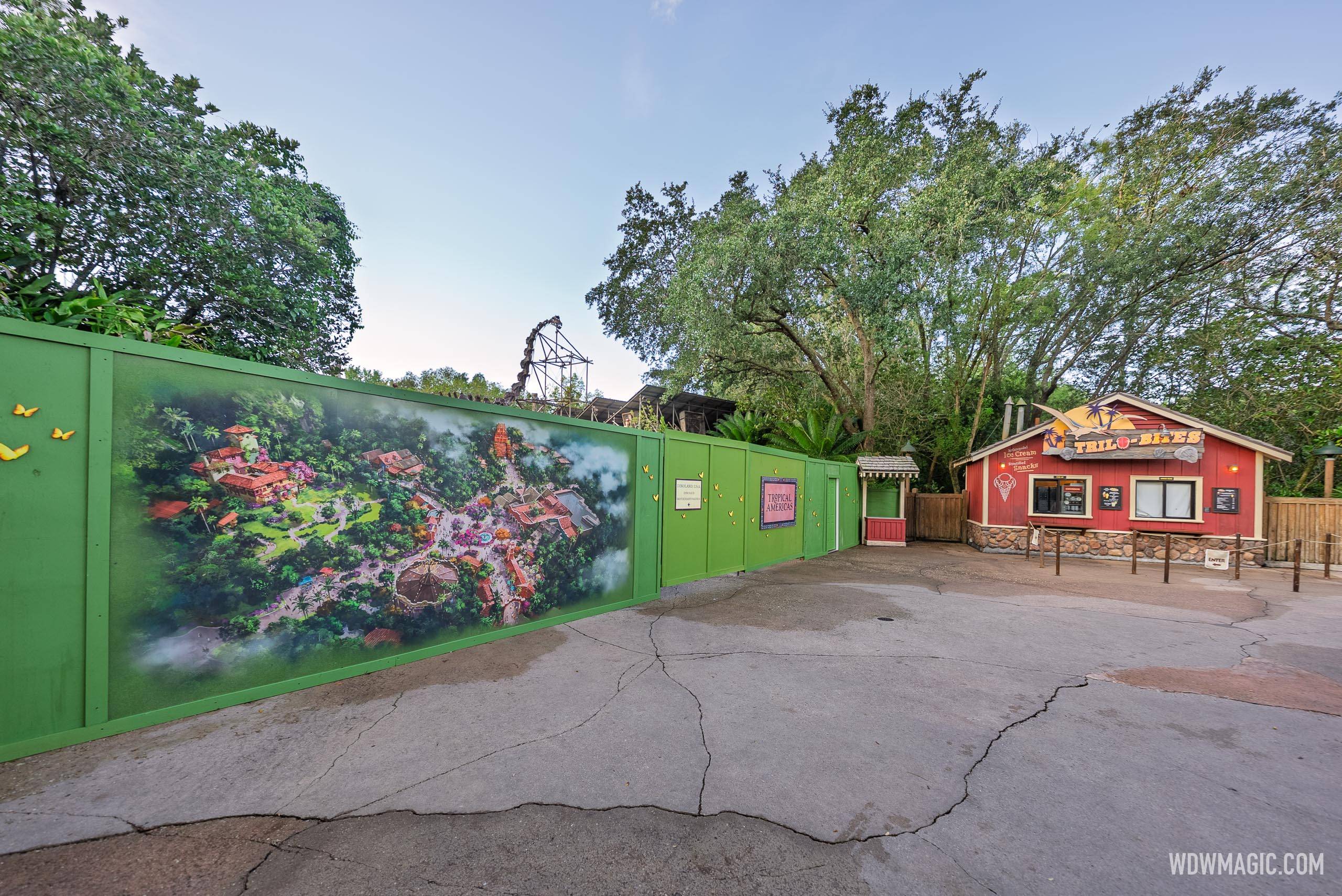Construction Walls Up Around DinoLand Entrance and Boneyard