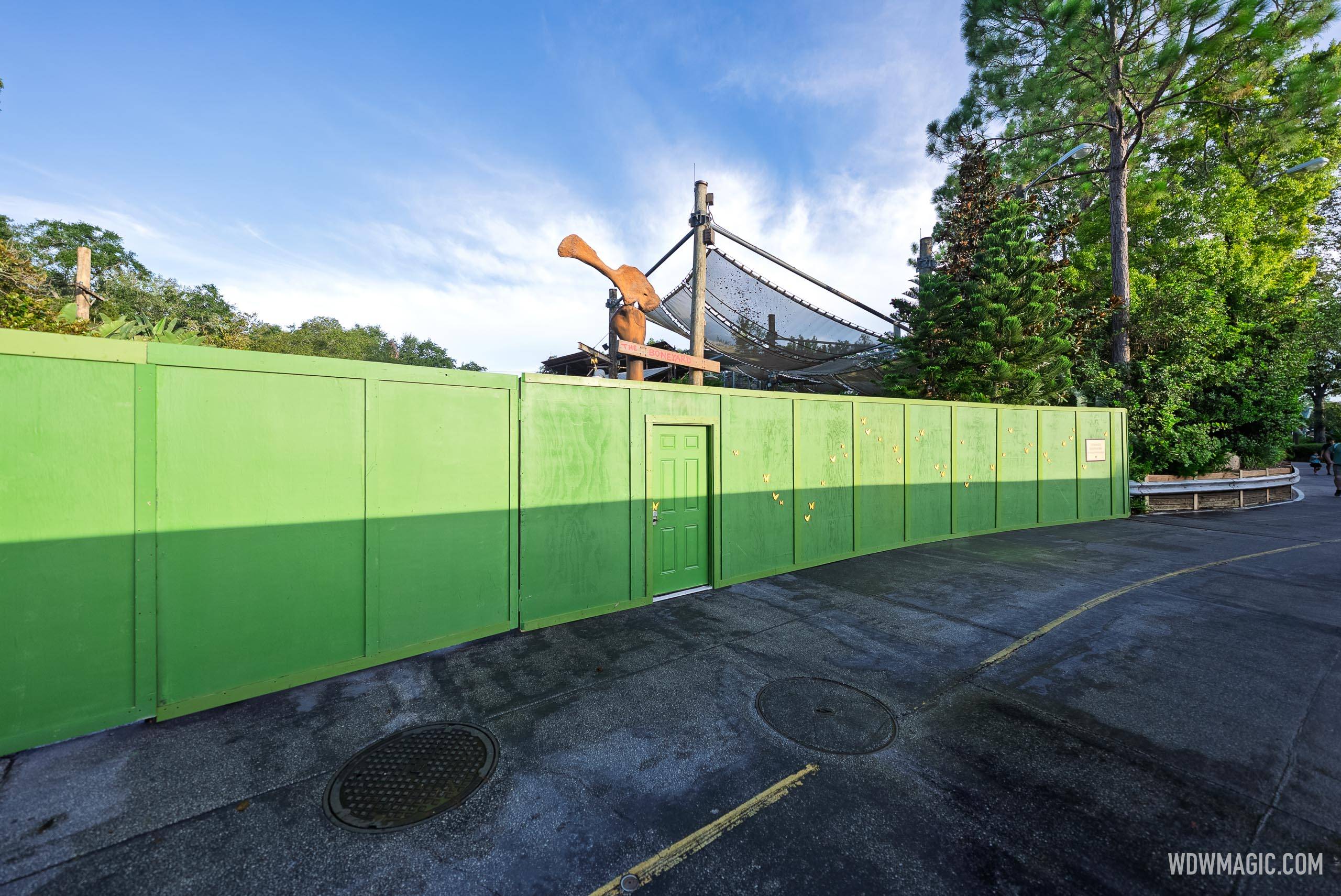 Construction Walls Up Around DinoLand Entrance and Boneyard