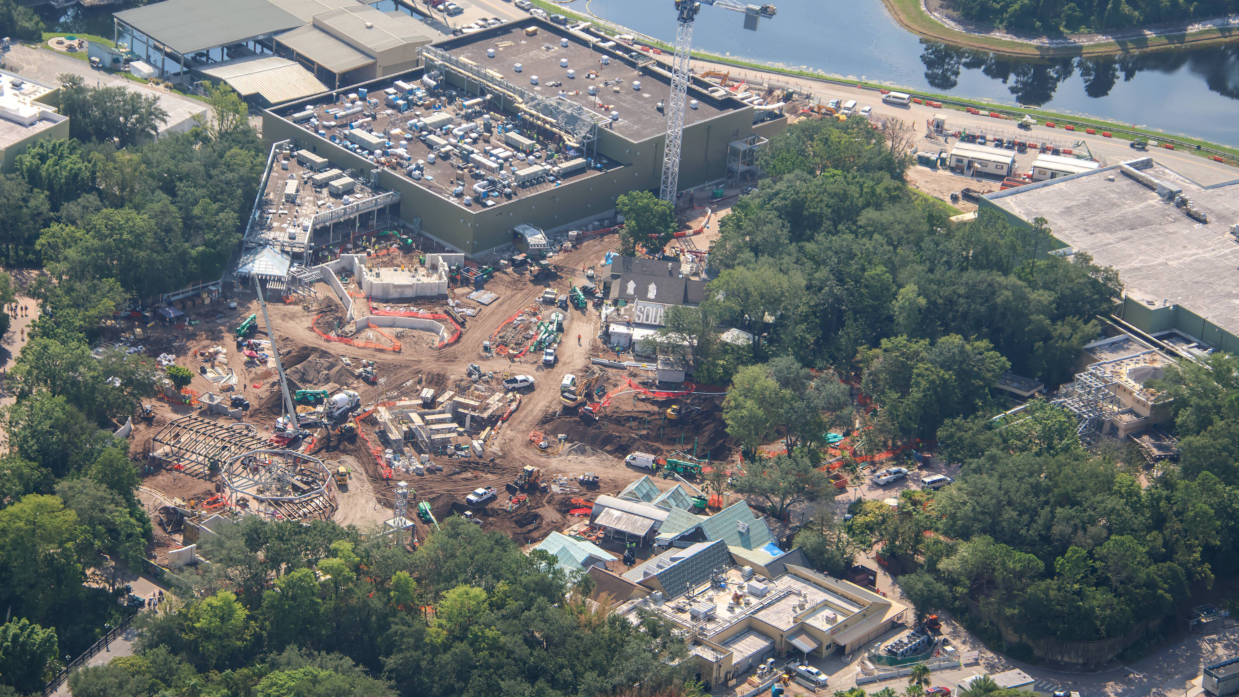 New Aerials Show Encanto Show Building Rockwork Framework at Tropical Americas in Disney's Animal Kingdom