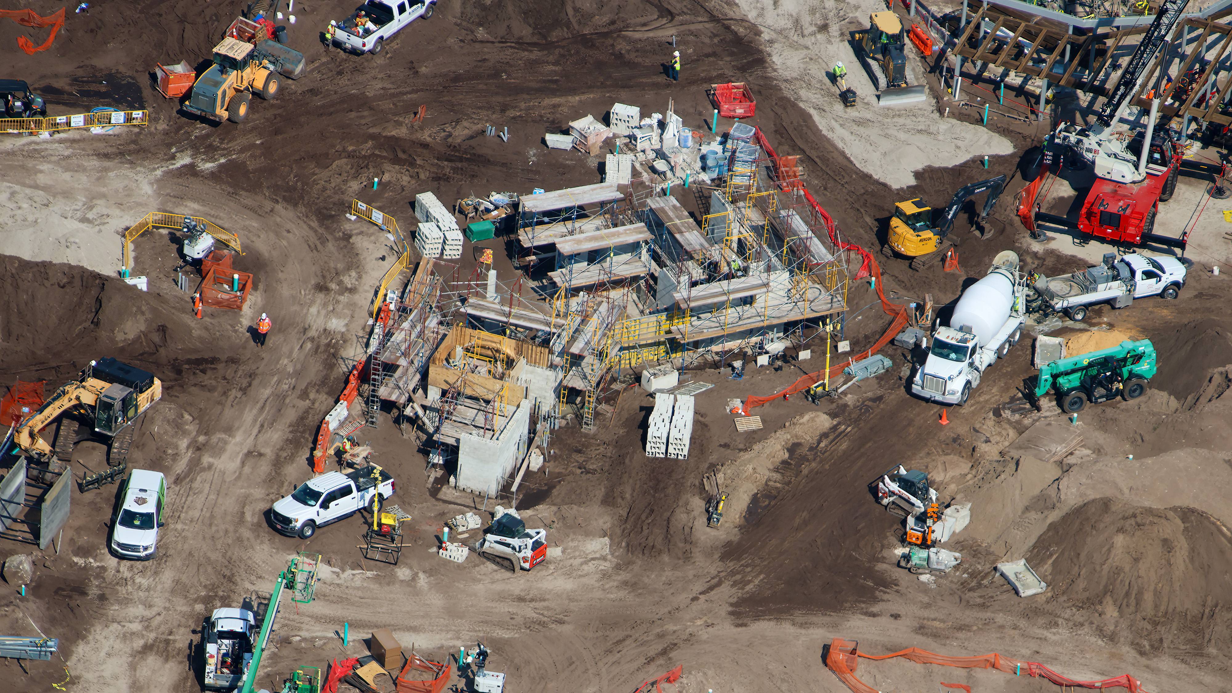 Encanto Attraction Construction — Rockwork and Casa Madrigal Aerials July 17 2026