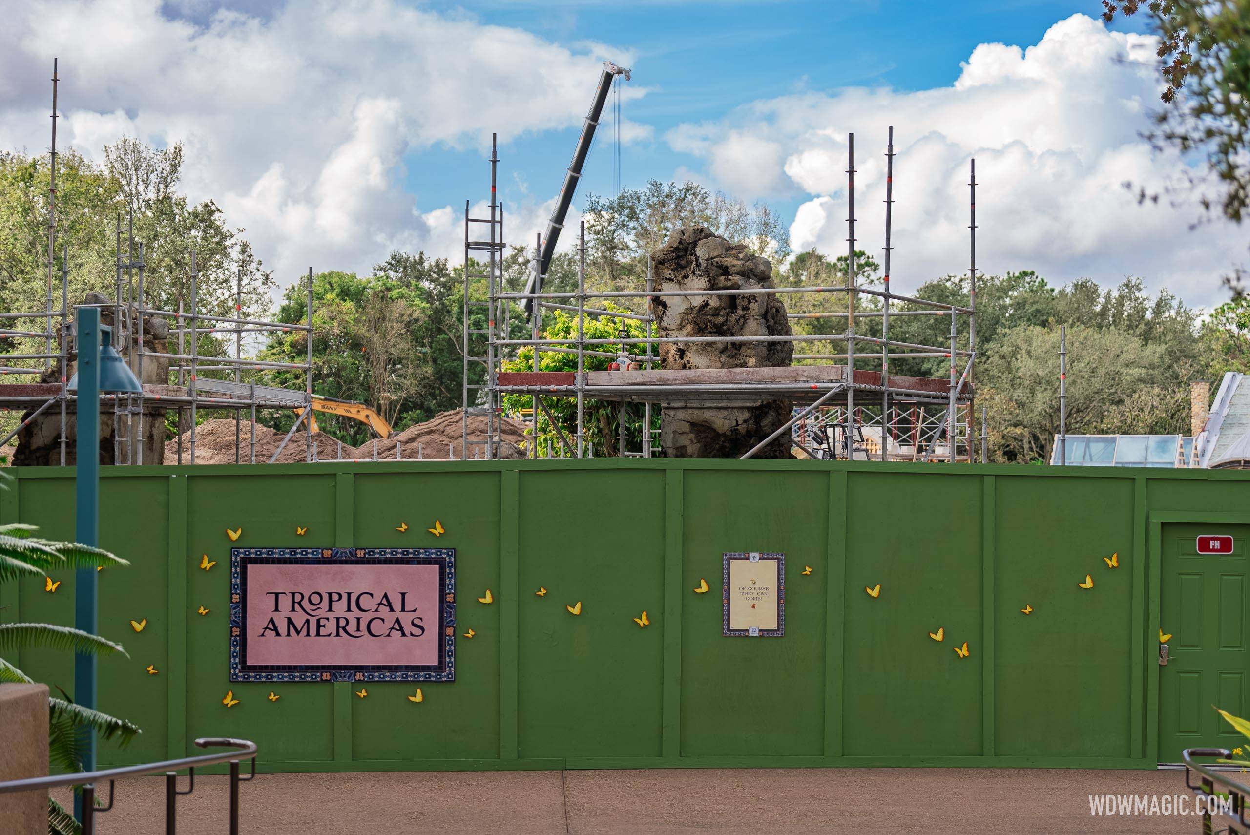 Crews are working on themed finishes in some sections of Tropical Americas