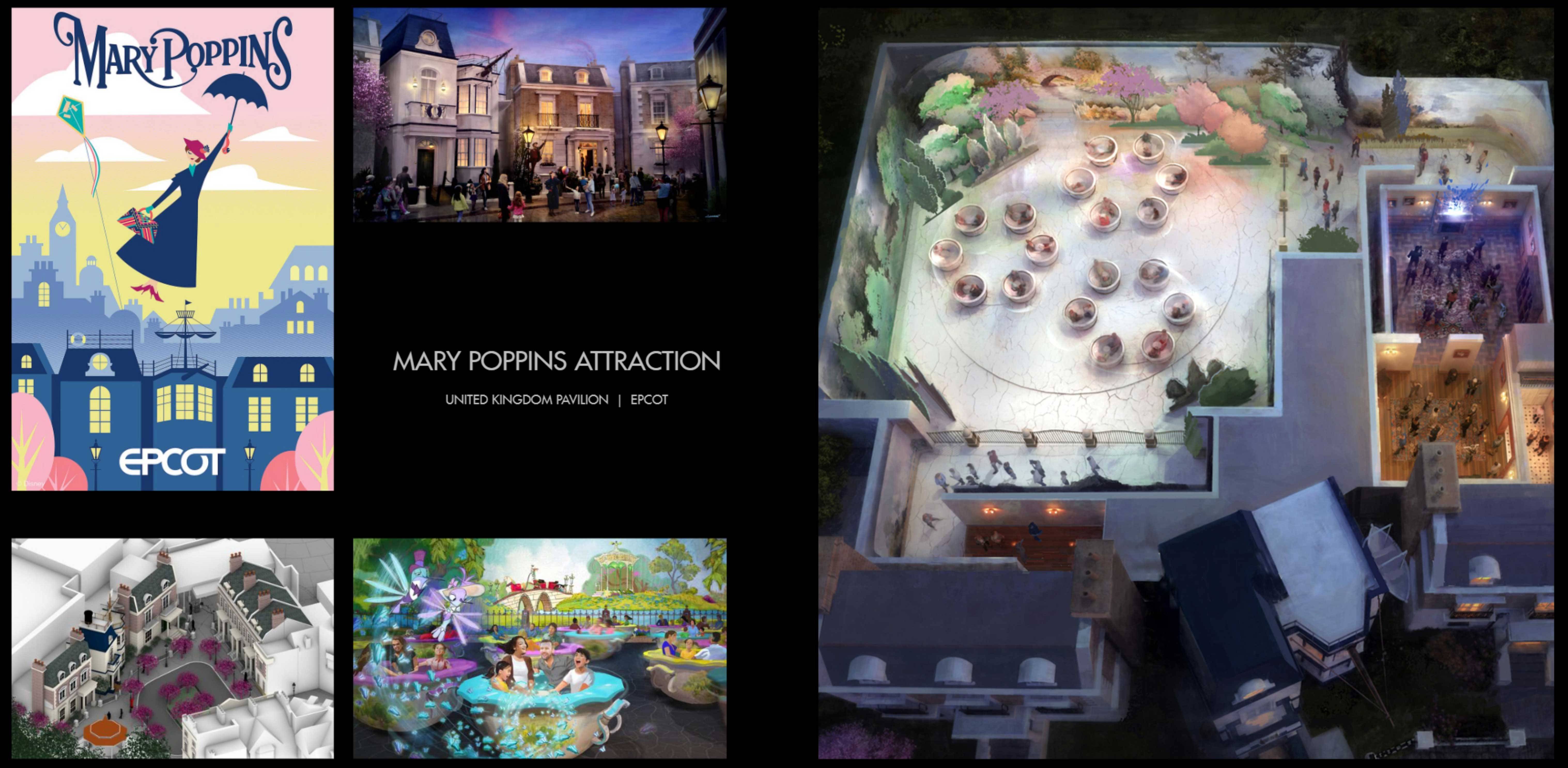 Unreleased Mary Poppins ride system concept art