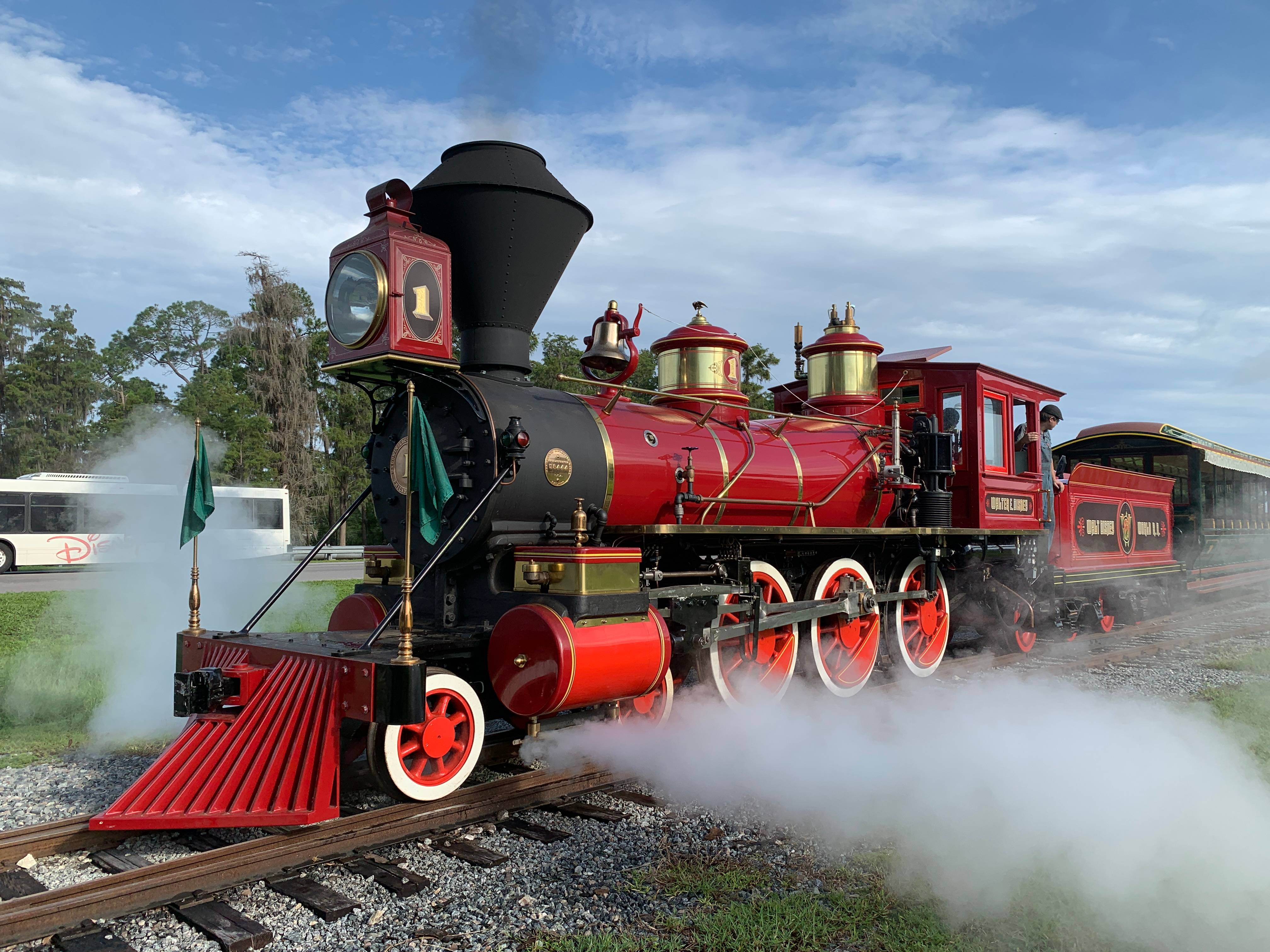 First look at the refurbished Walter E. Disney Engine 1 at the Walt Disney World Railroad