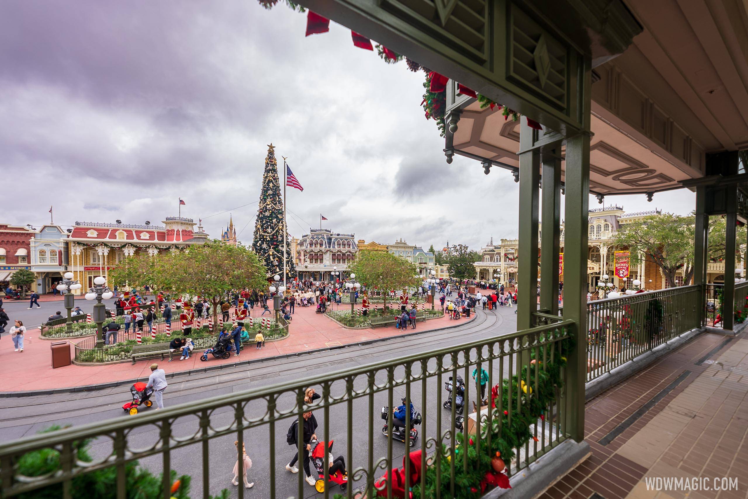 Main Street U.S.A Train Station balcony opens to guests for the first time  since the Magic Kingdom's reopening