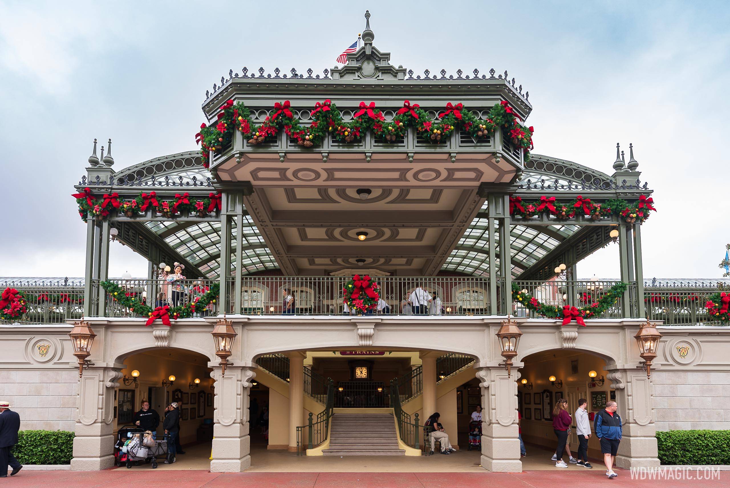 Main Street U.S.A Train Station balcony opens to guests for the first time  since the Magic Kingdom's reopening