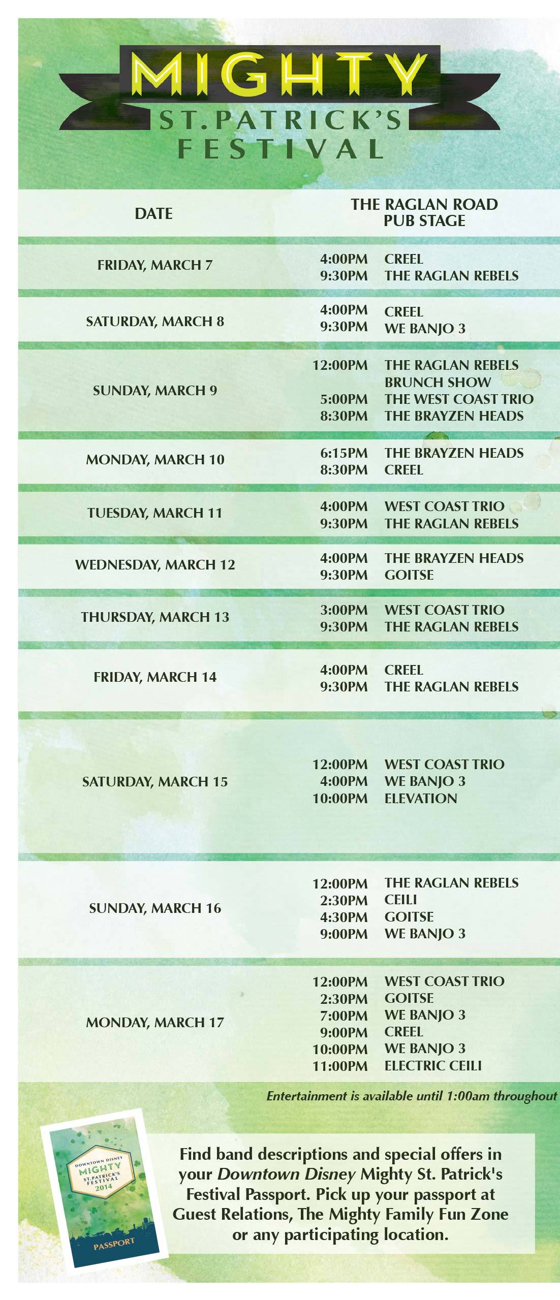 Mighty St. Patrick's Festival times guide