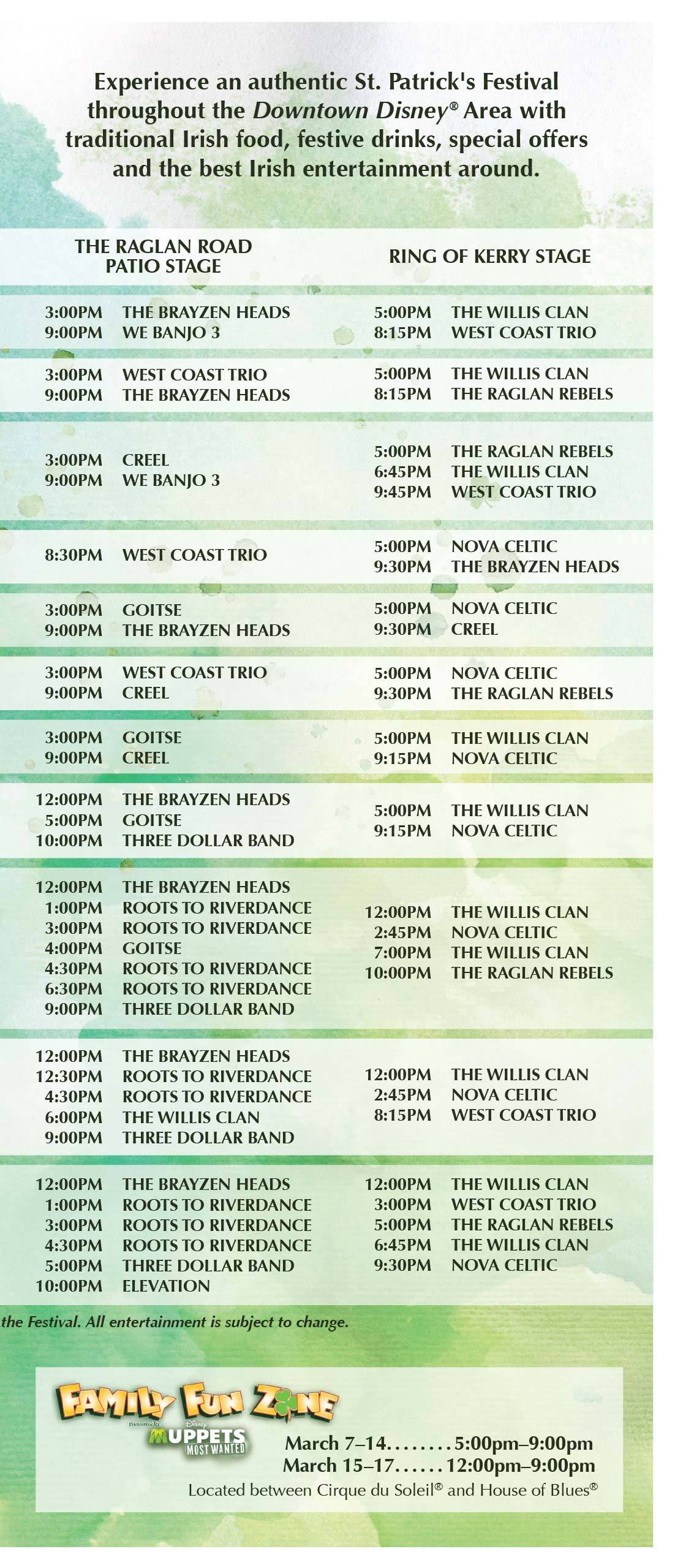 Mighty St. Patricks Festival times guide