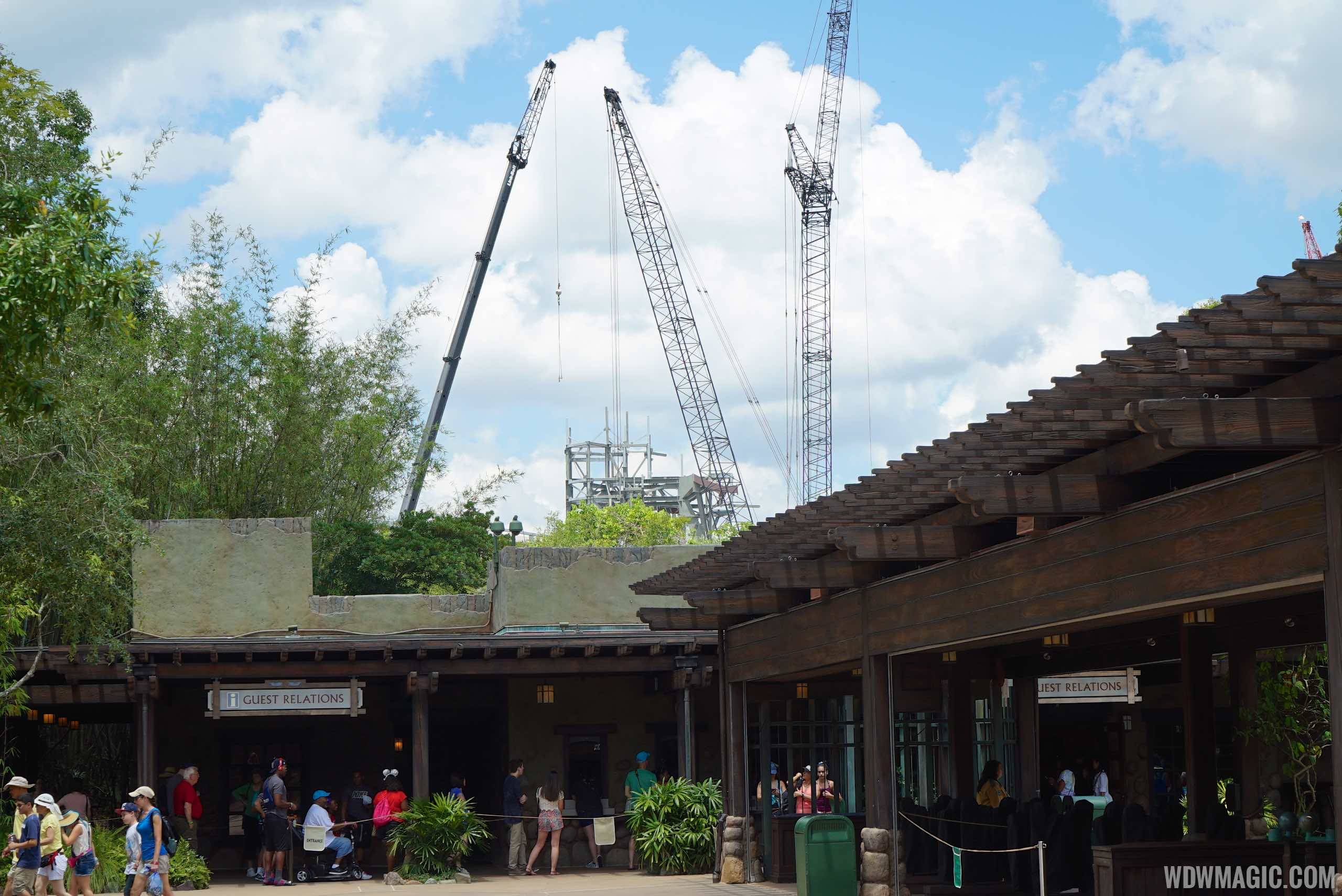 AVATAR construction visible from the main entrance at Disney's Animal Kingdom
