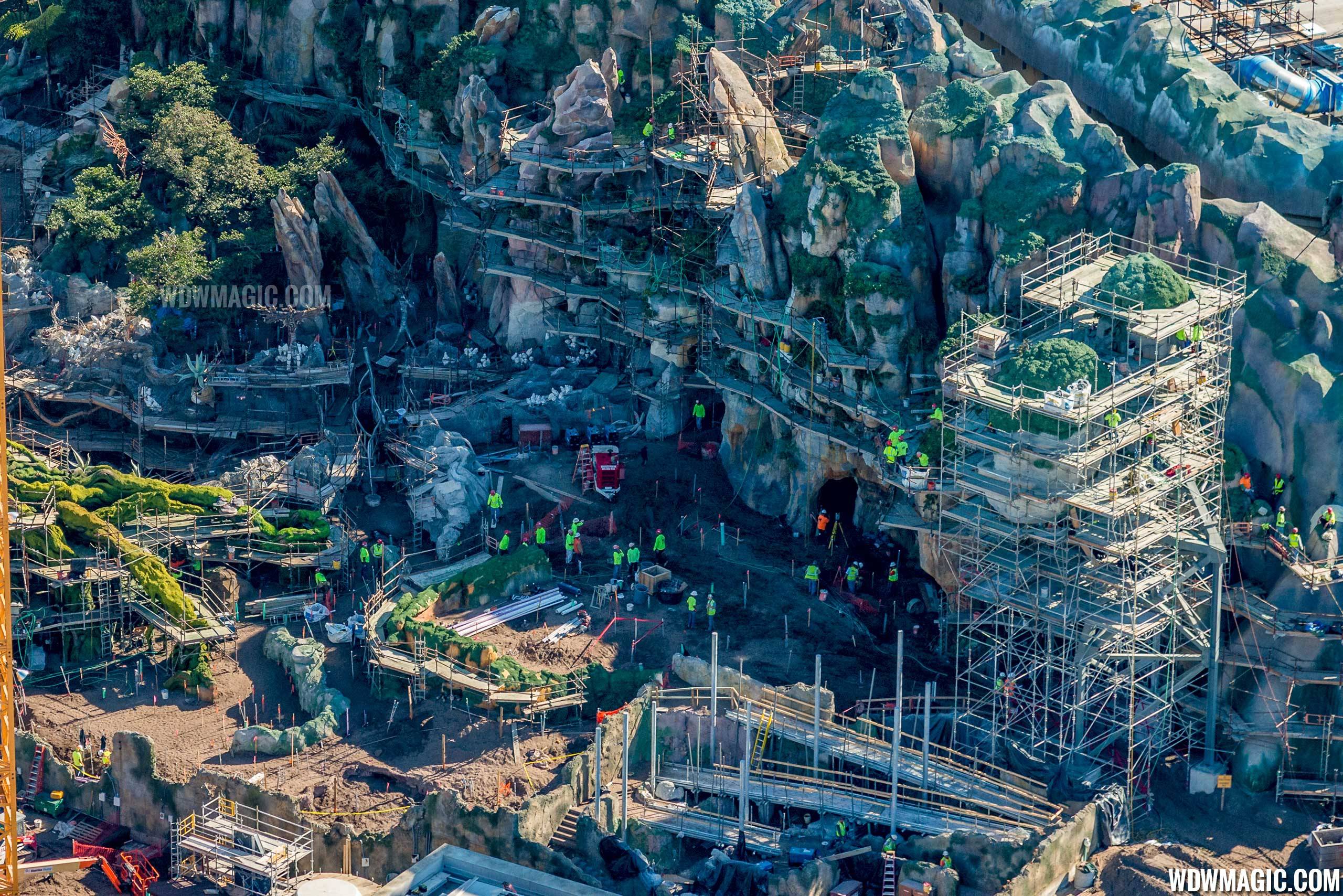 Aerial views of 'Pandora - The World of Avatar' under construction