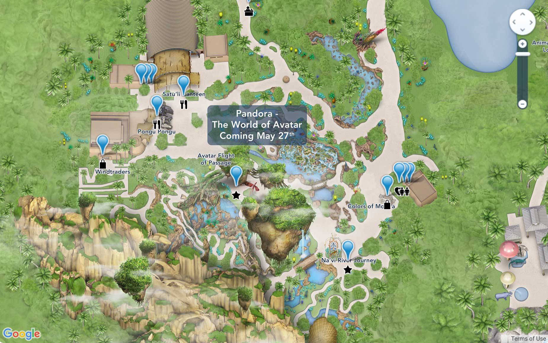 PHOTO - Disney's online Walt Disney World maps updated to include Pandora - The World of Avatar