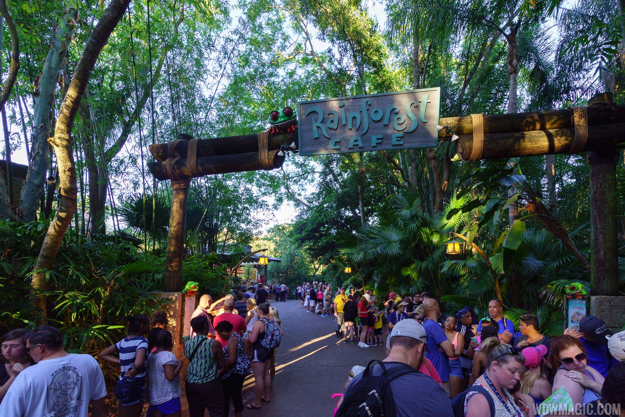The Rainforest Cafe area is being used as queue space