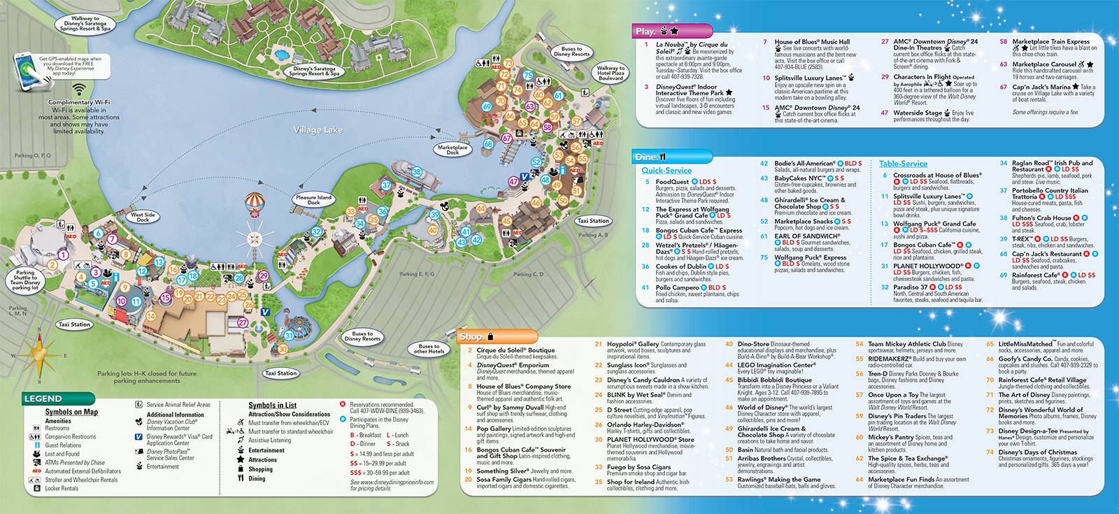 Updated Downtown Disney guide map featuring Pleasure Island demolition