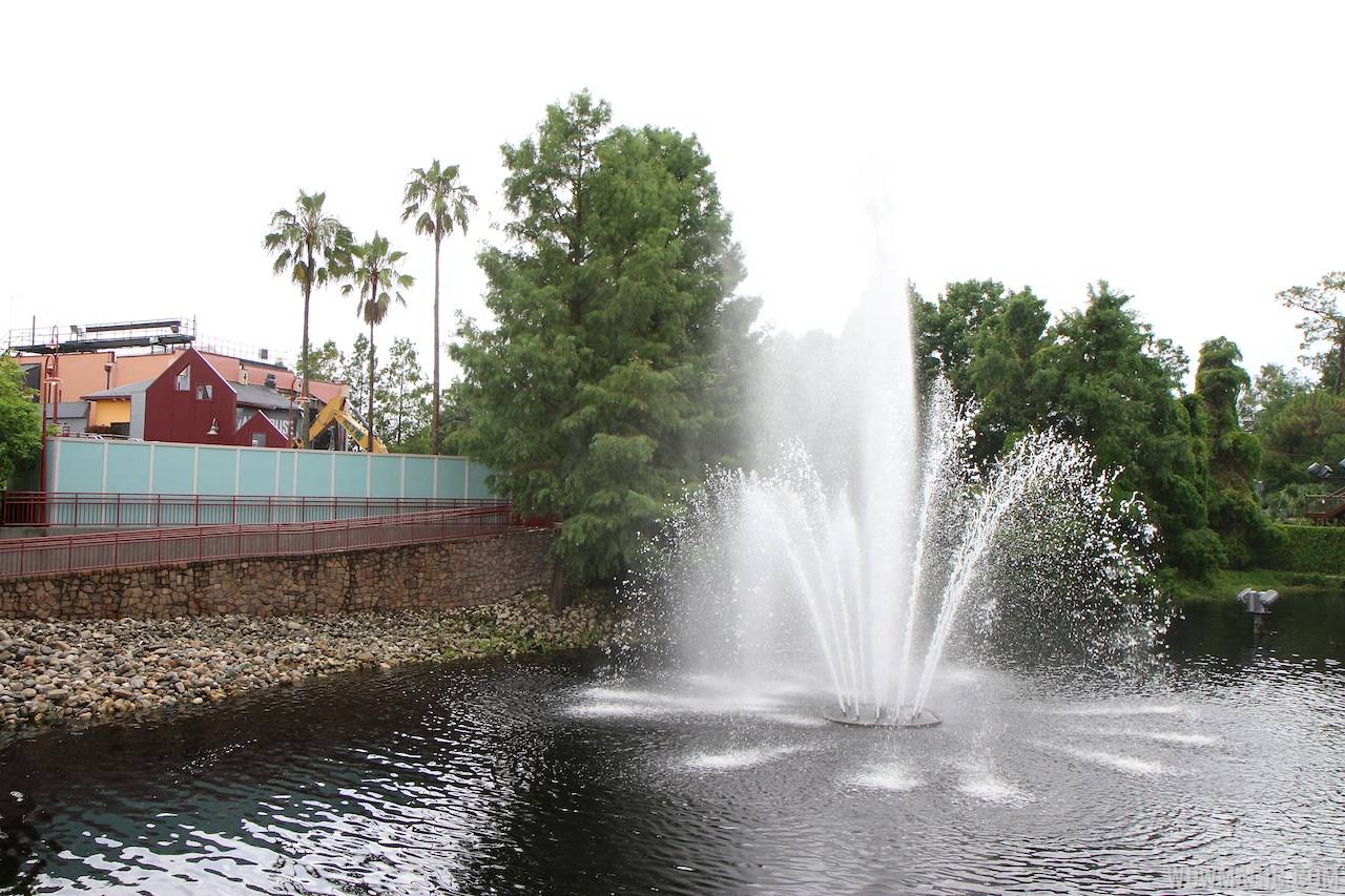 Disney Springs construction site on Pleasure Island - View across the water
