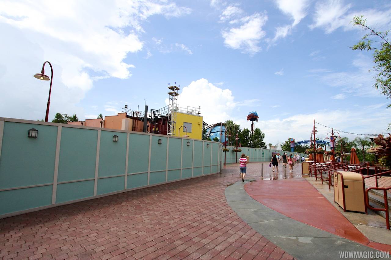Disney Springs construction site on Pleasure Island - View towards the Comedy Warehouse area