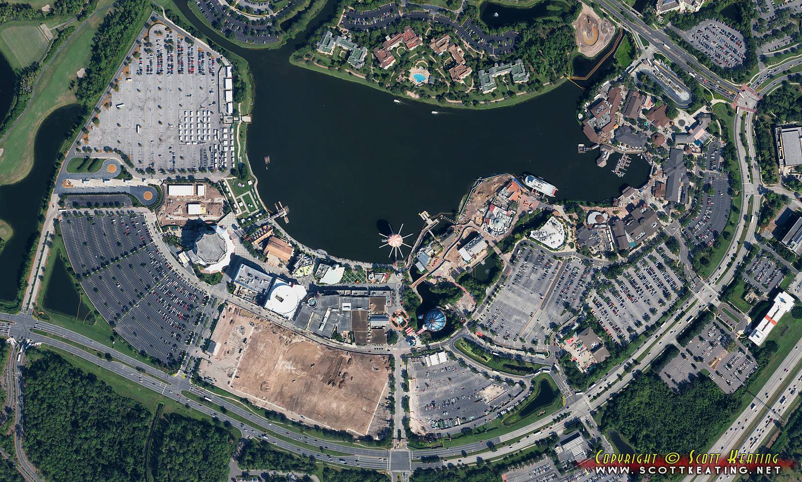 PHOTOS  - Aerial view of the entire Disney Springs construction site
