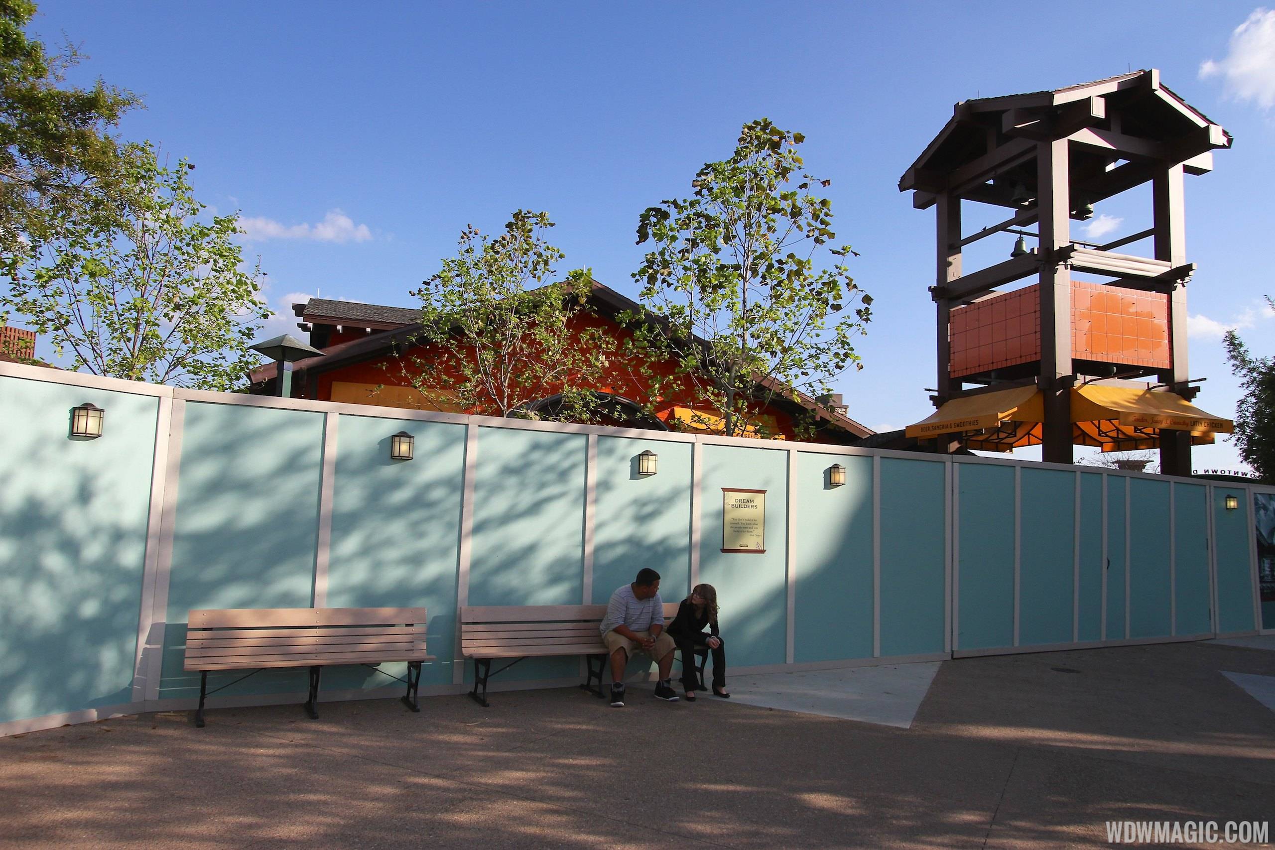 PHOTOS - Construction walls up around the now closed Pollo Campero and parking lots E,F,G