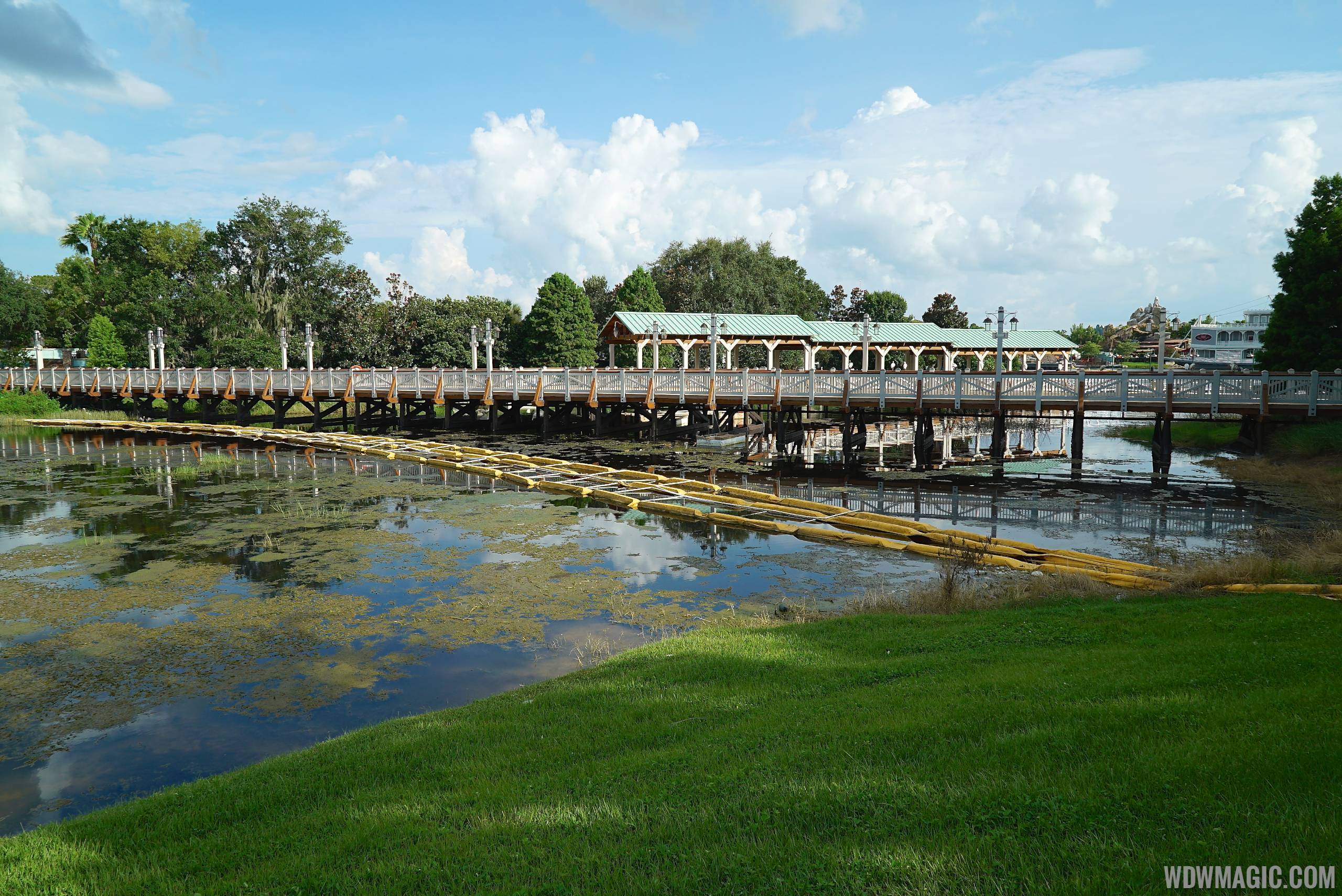 New Disney Springs Marketplace boat dock and bridge to Saratoga Spring