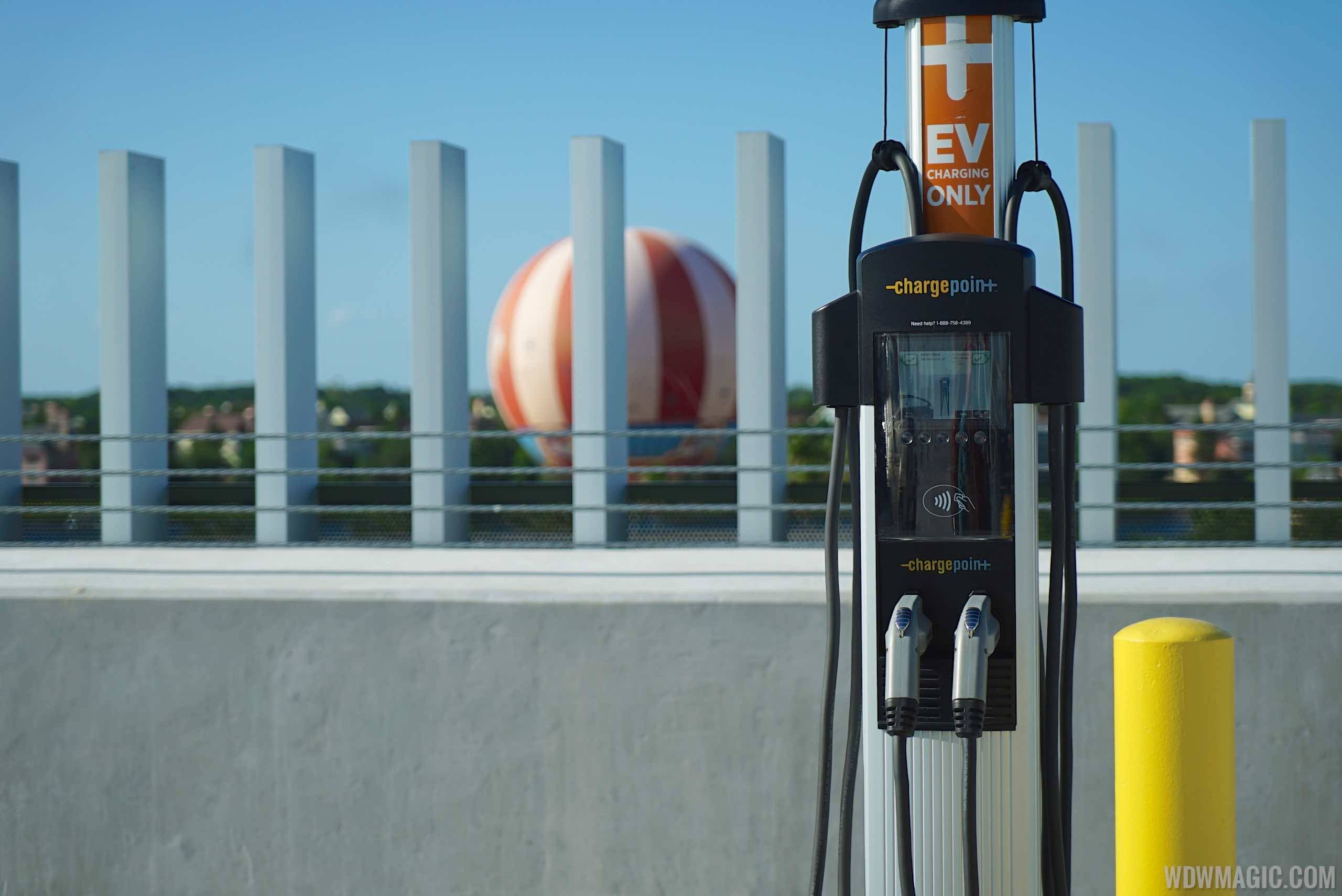 Electric Vehicle EV chargers at Disney Springs Orange Parking Garage