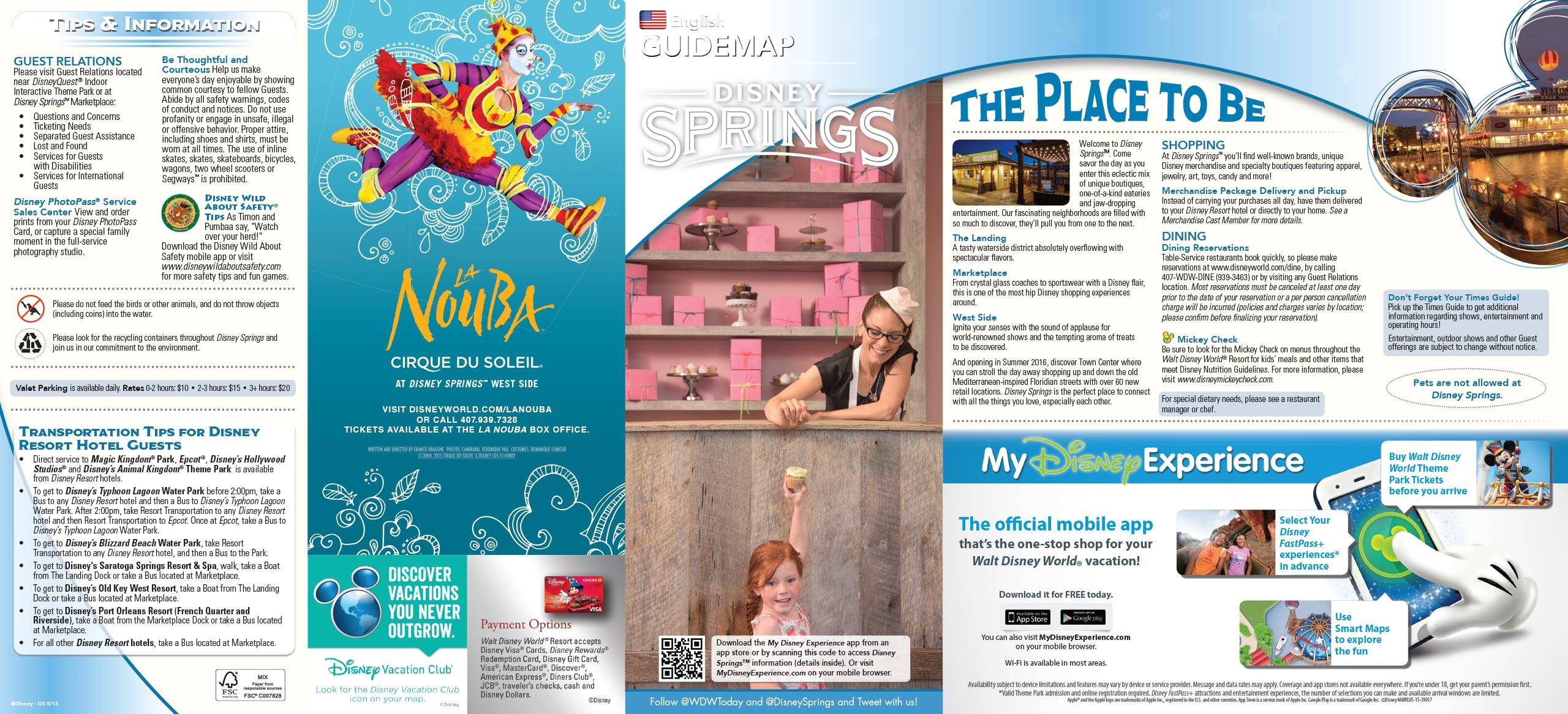 Disney Springs guide map - Front