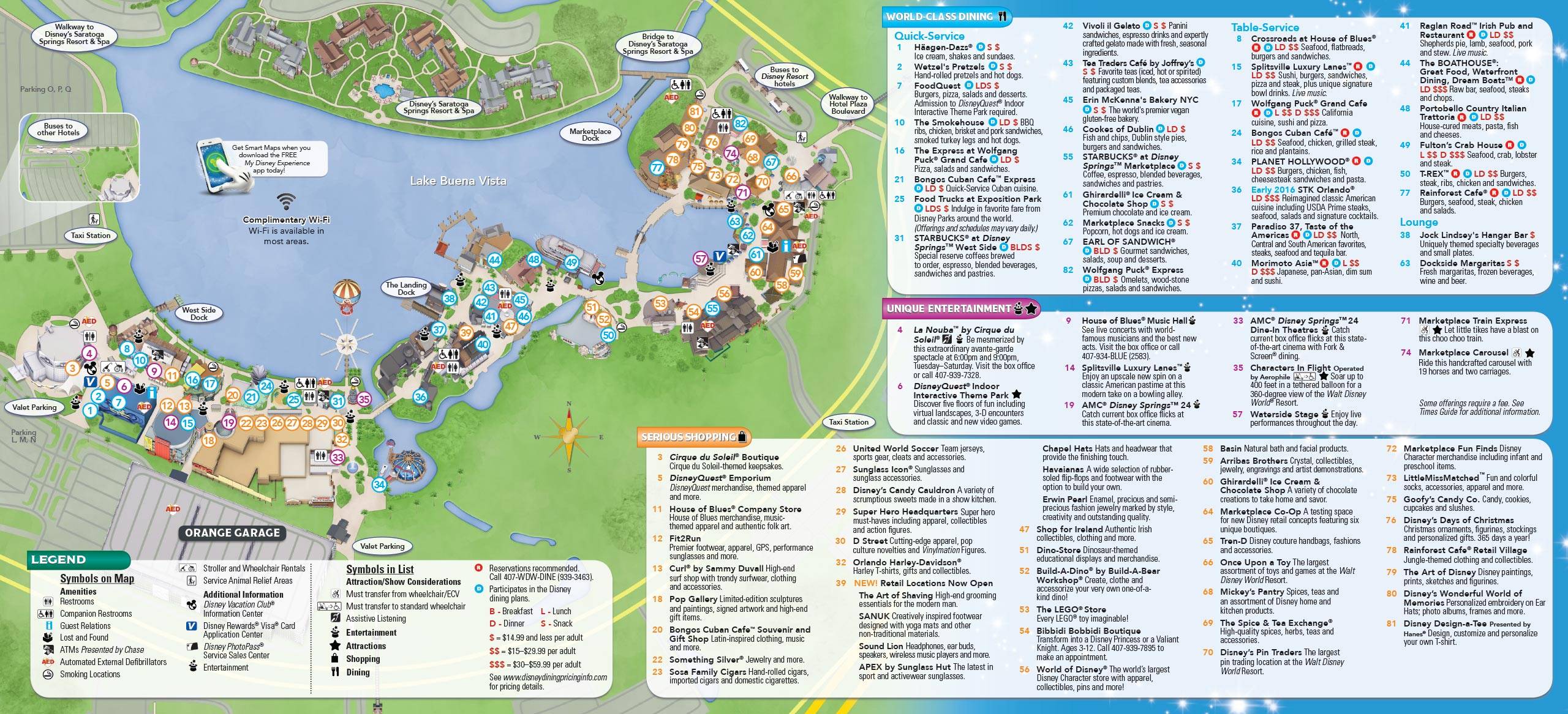 Disney Springs guide map - Back