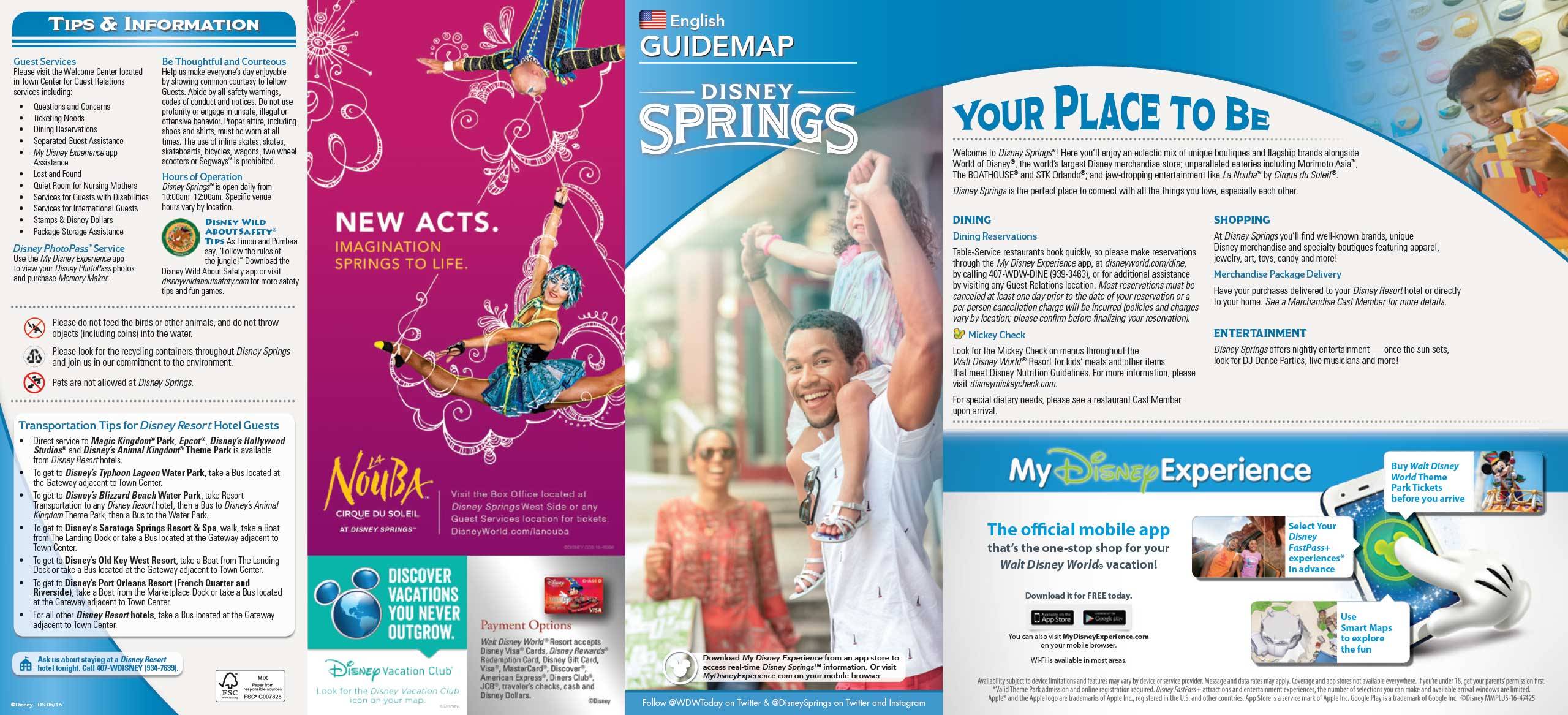 Disney Springs guide map with the Town Center
