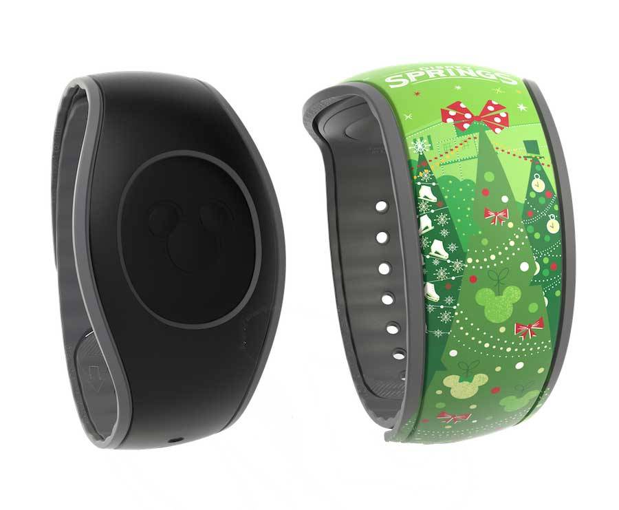Solid black MagicBand and Disney Springs Holiday MagicBand