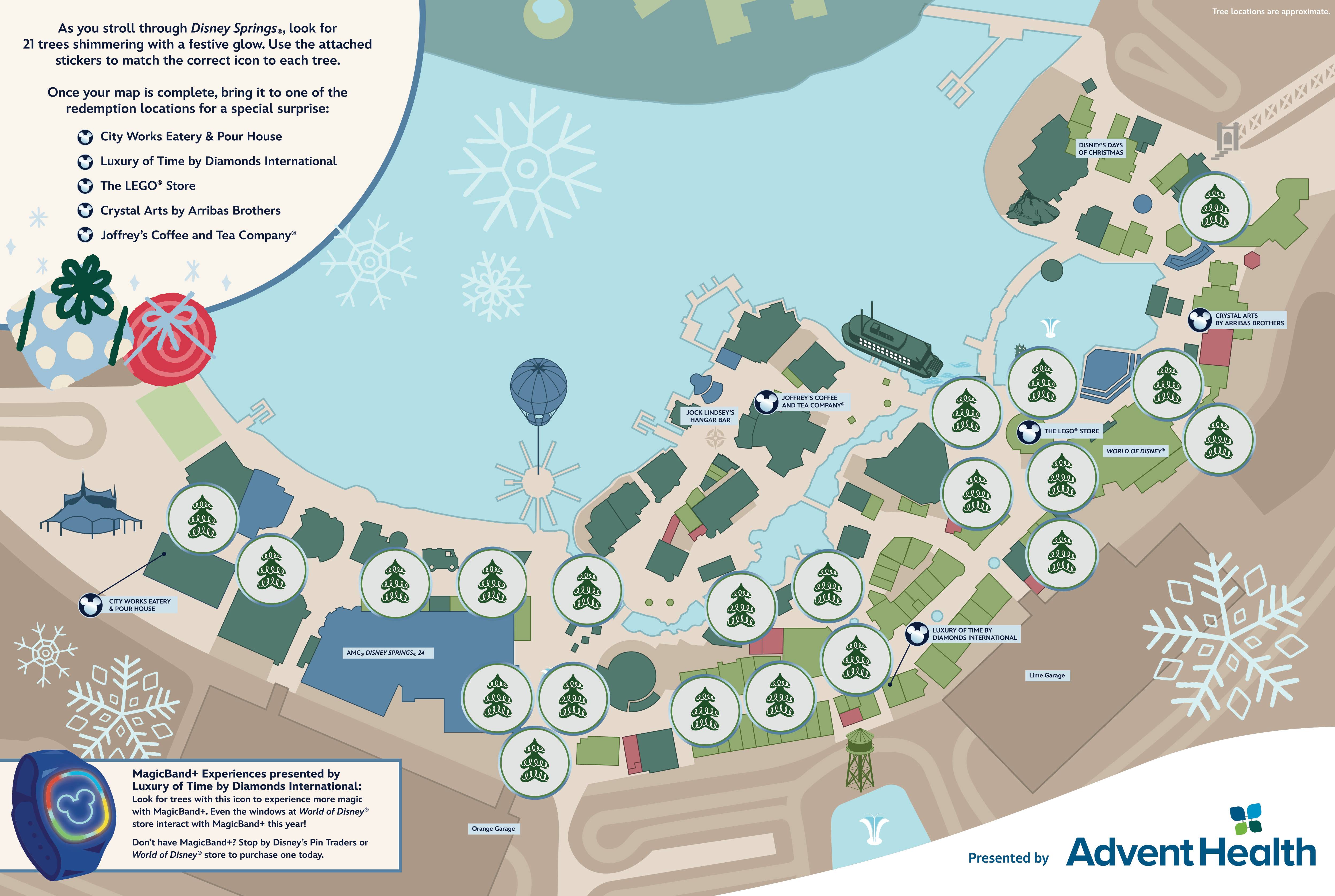 Disney Springs Christmas Tree Stroll Map 2024