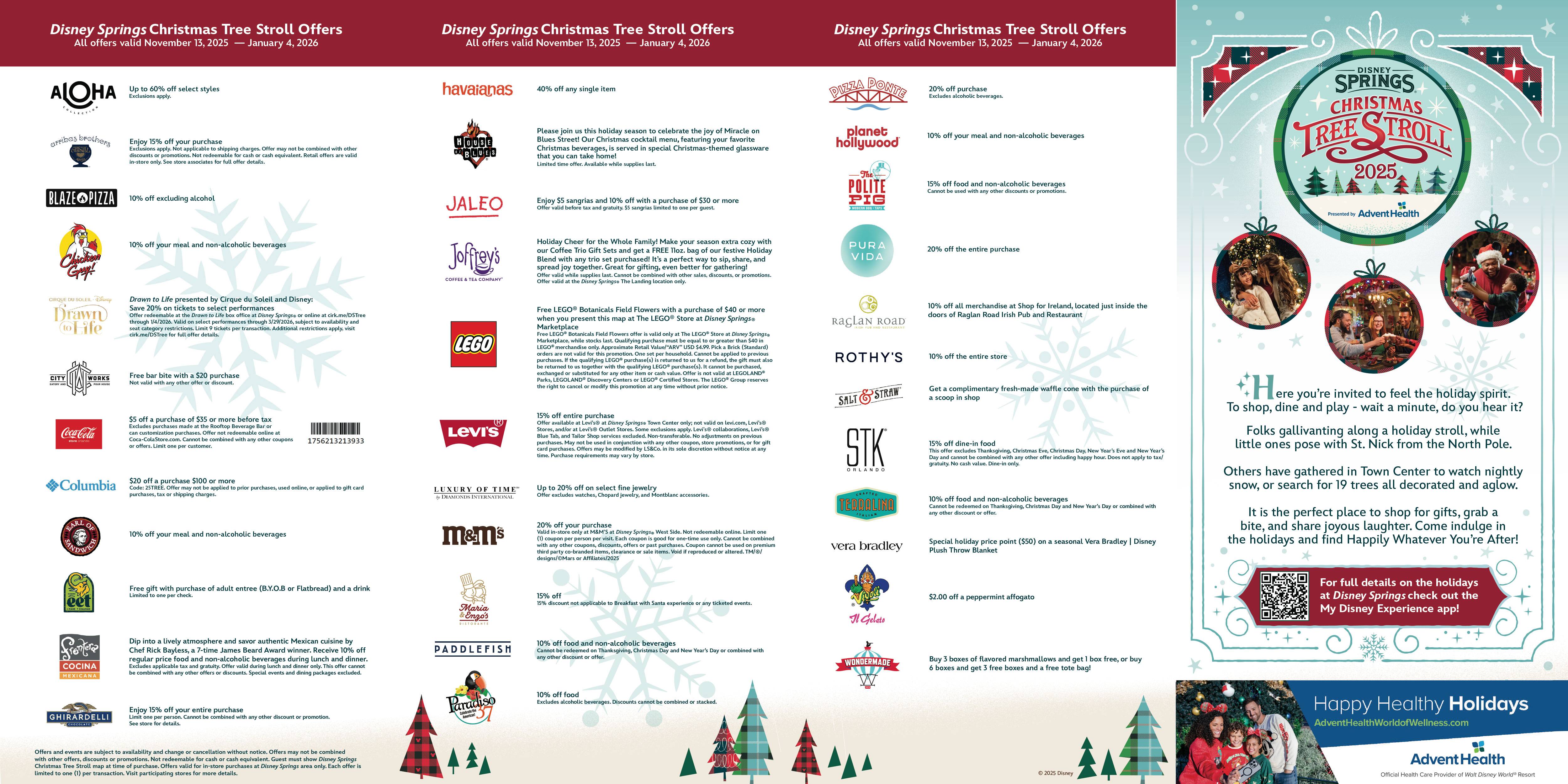 Disney Springs Christmas Tree Stroll Map 2025