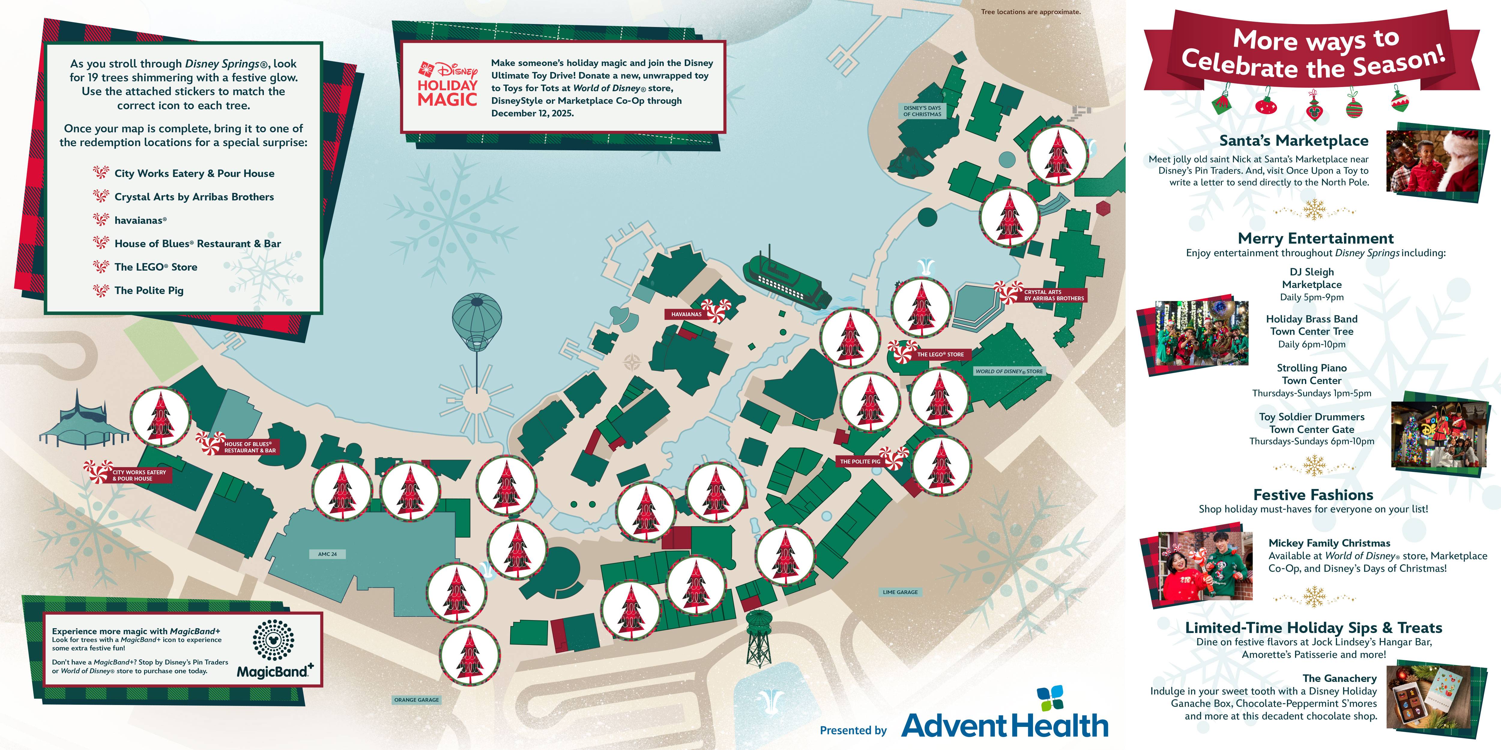 Disney Springs Christmas Tree Stroll Map 2025