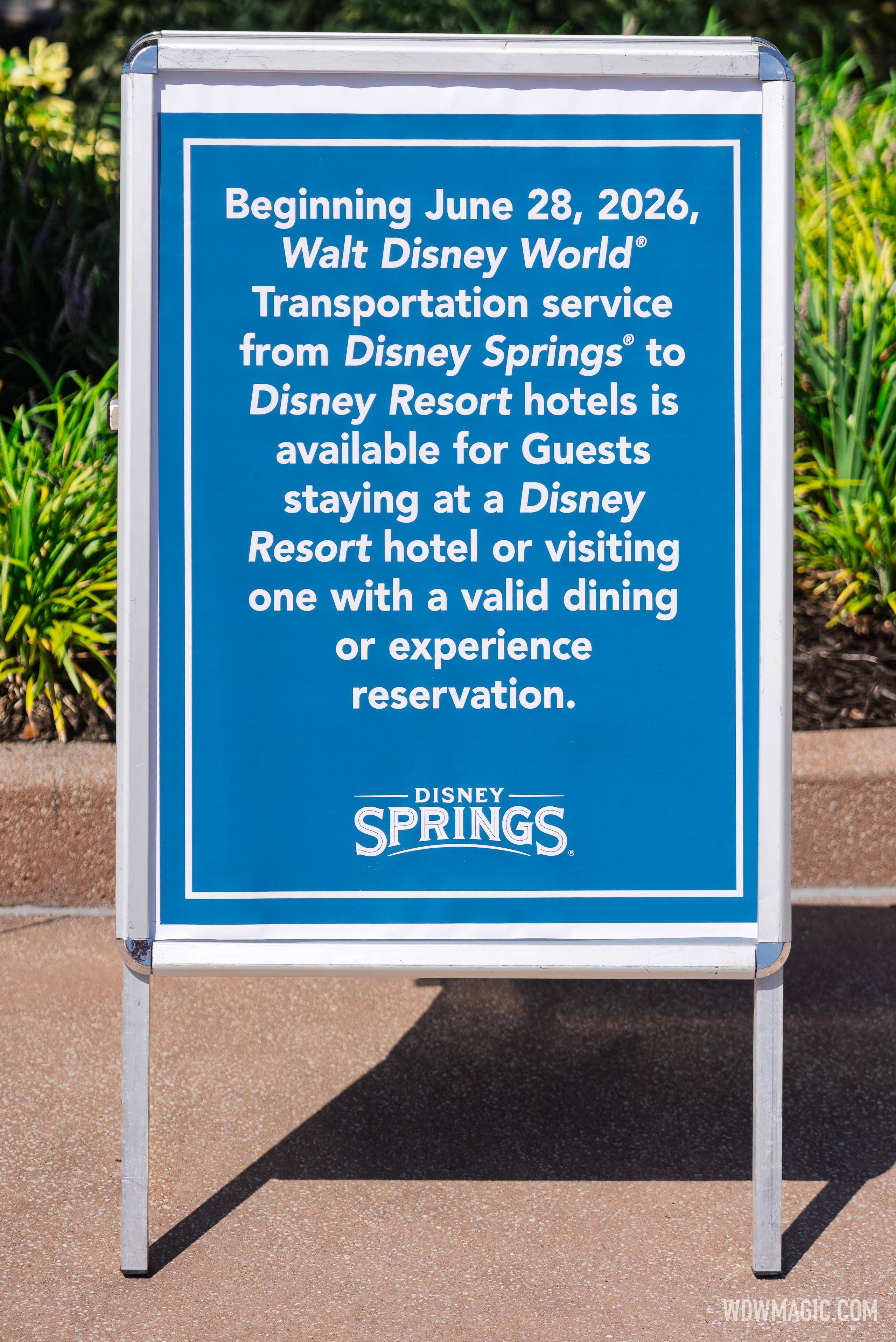 Disney Springs Bus and Water Taxi Policy Change: Signage in Place