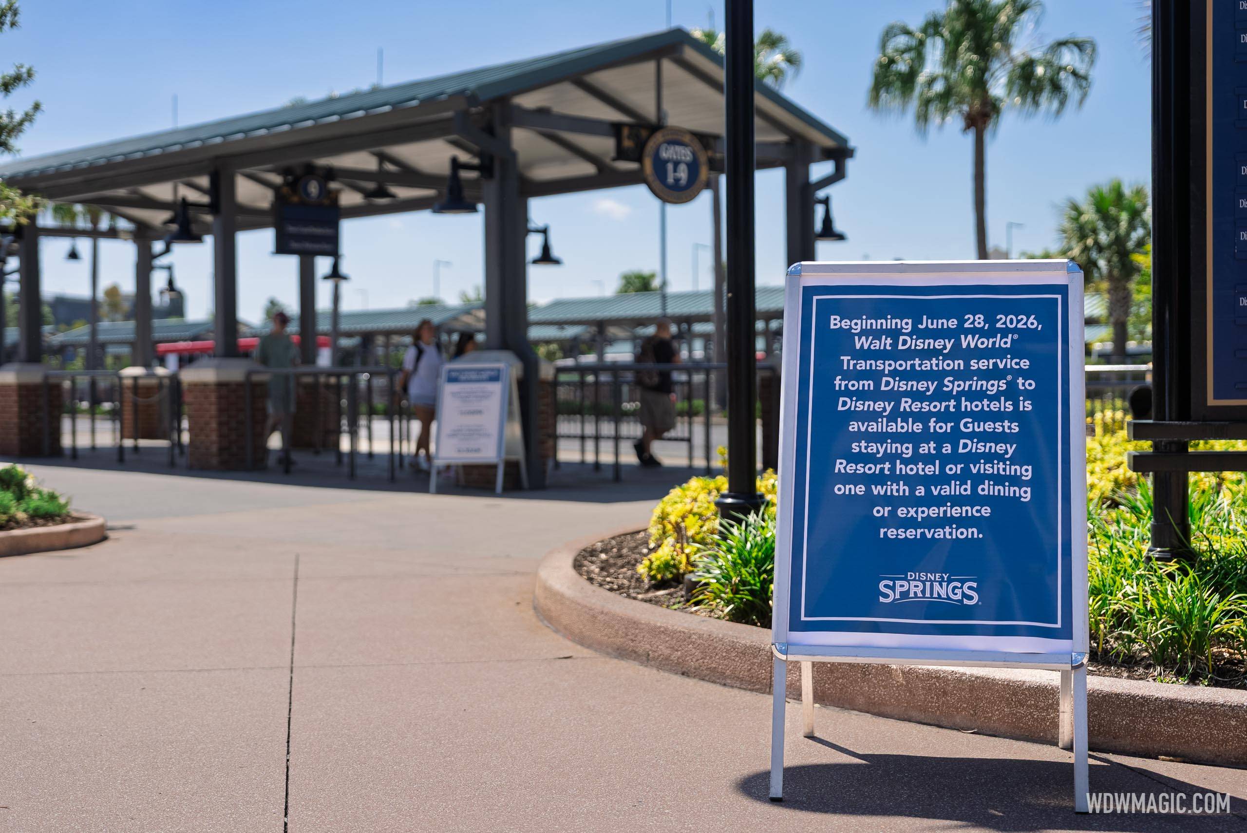 Disney Springs Bus and Water Taxi Policy Change: Signage in Place