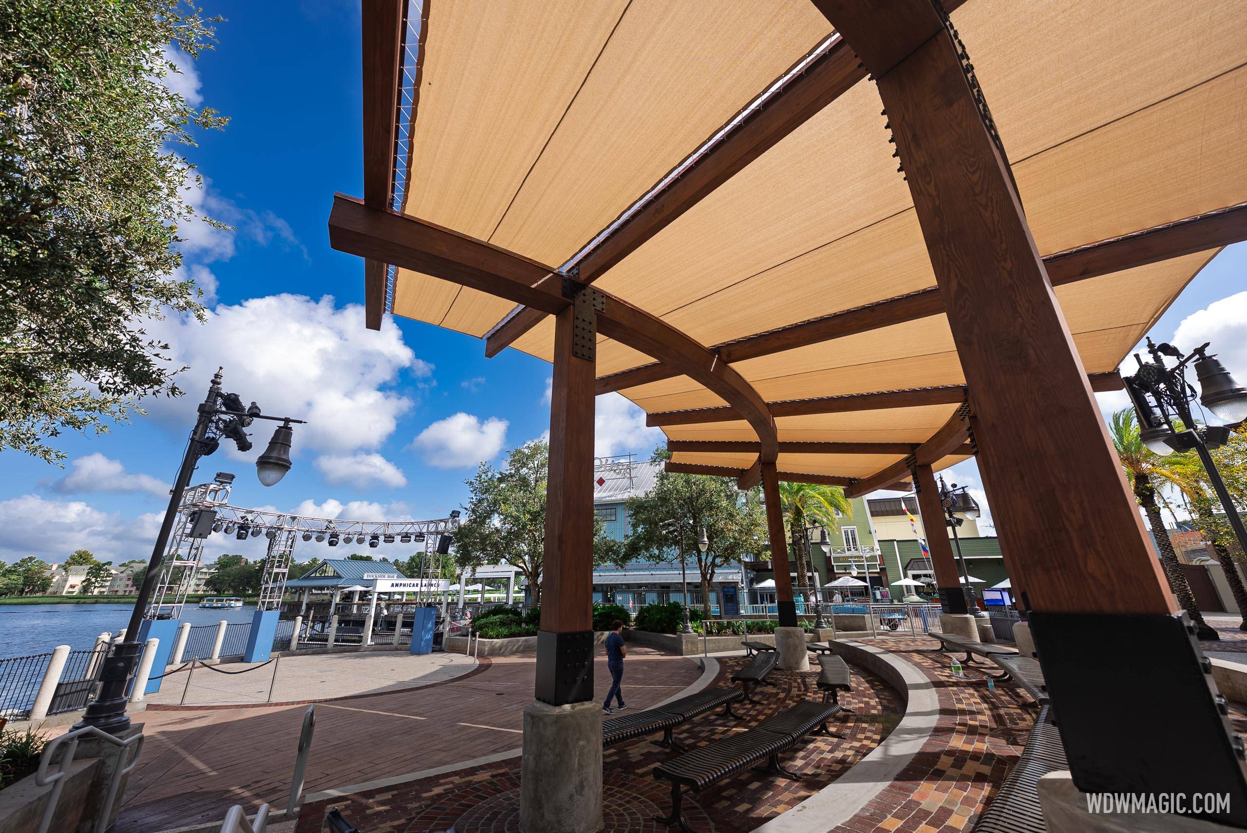 The underside of the new Waterview Park shade canopy