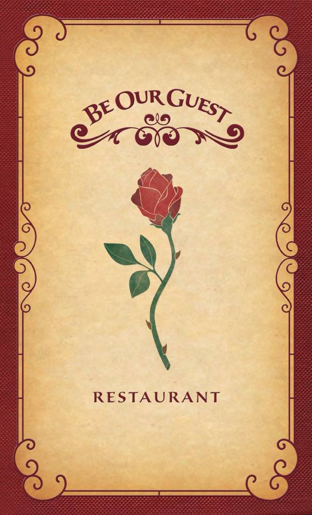 Be Our Guest Restaurant dinner menu front cover