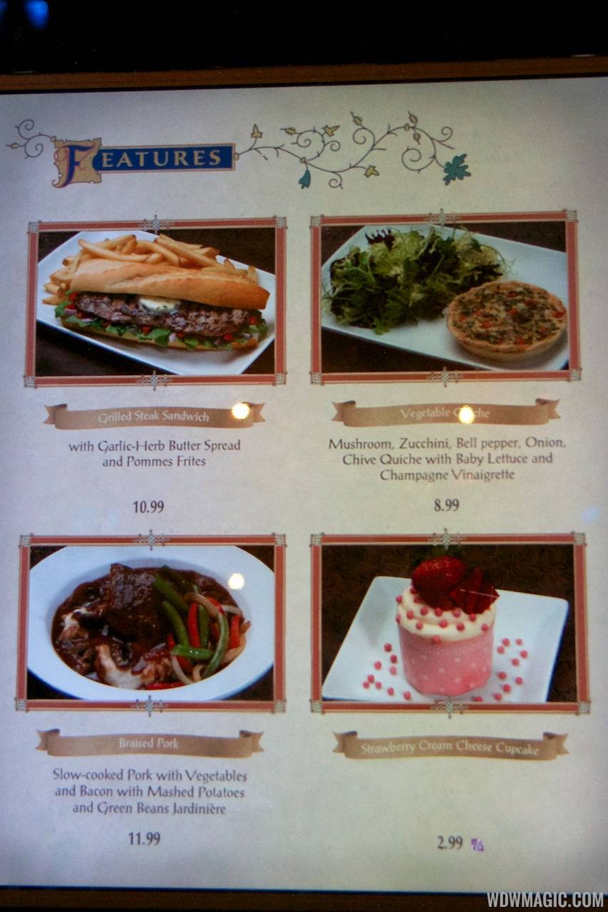 Be Our Guest Restaurant lunch - Menu displays in the Armory Room
