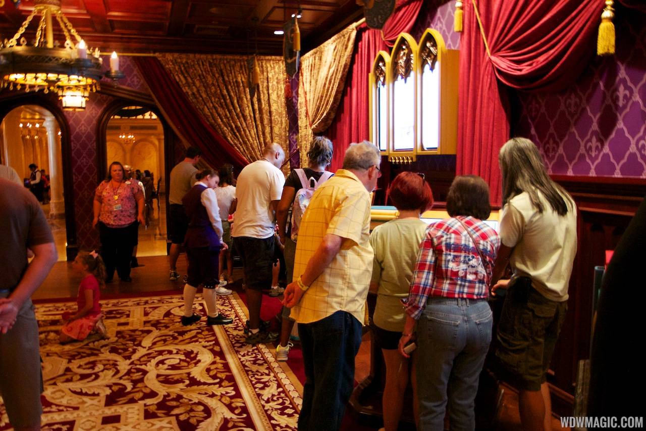 Be Our Guest Restaurant lunch - Guests in the Parlor Room using the ordering kiosks
