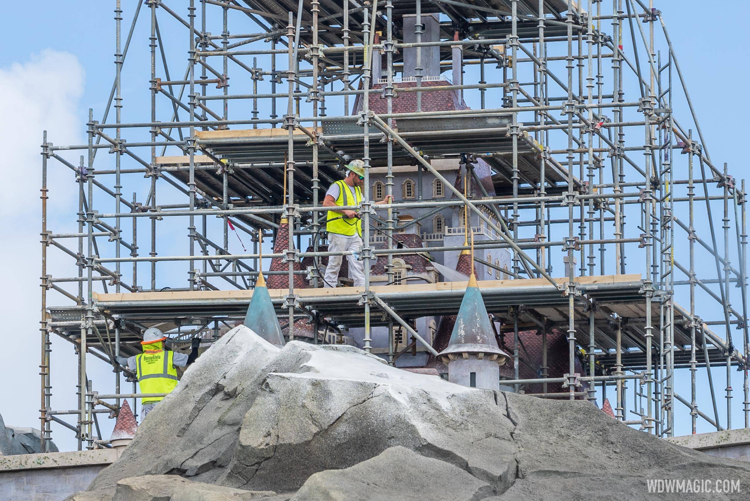 Beast's castle covered in scaffolding as 'Be Our Guest Restaurant' refurbishment continues