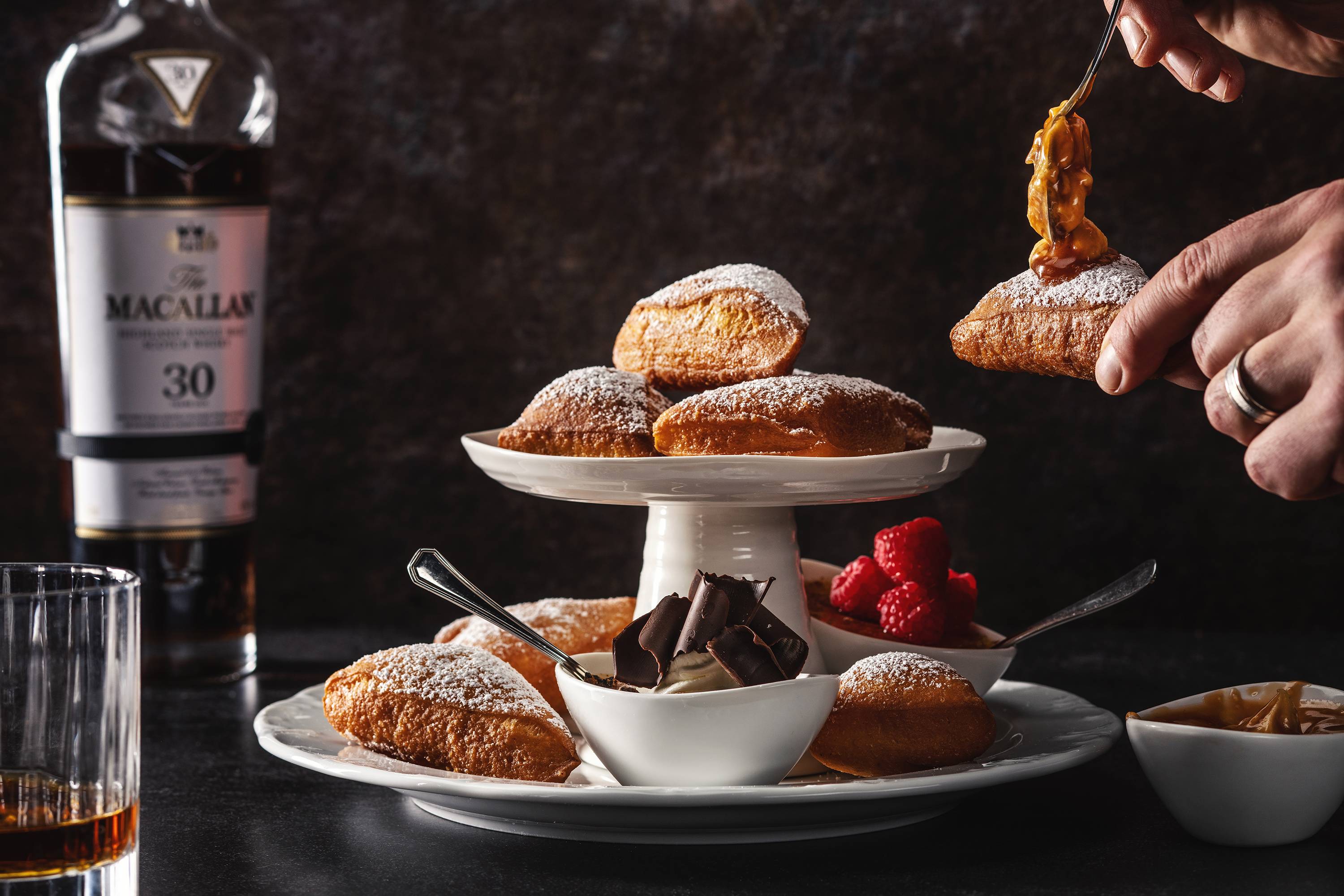 Warm Beignets with Various Sauces