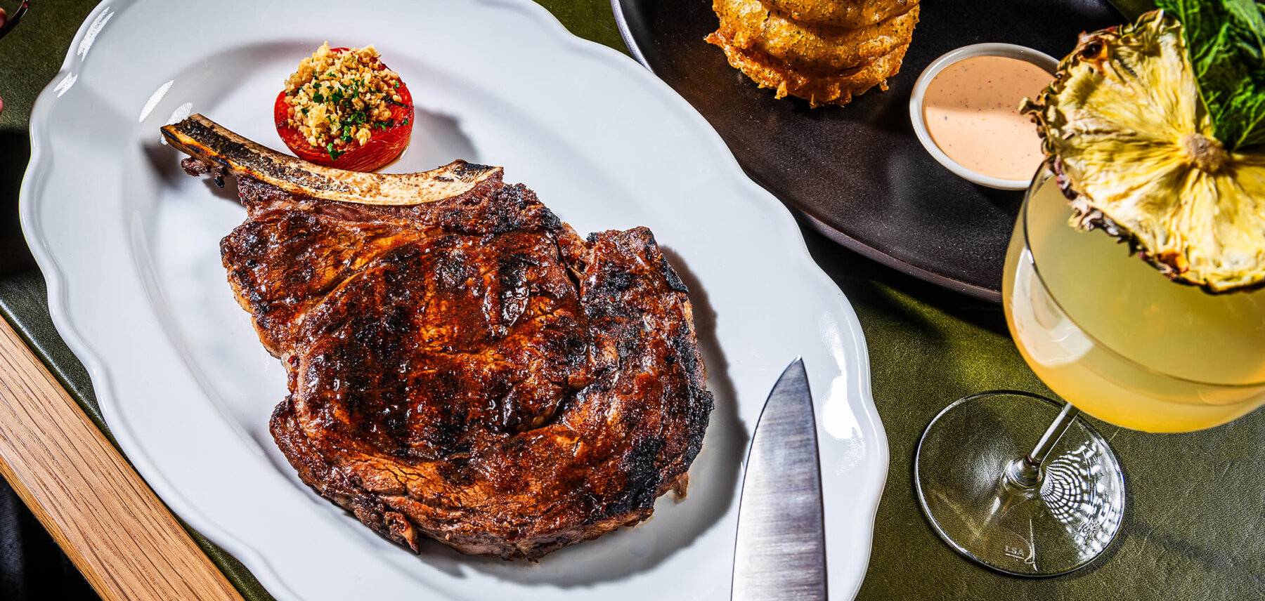 Bone-In Ribeye and Onion Rings
