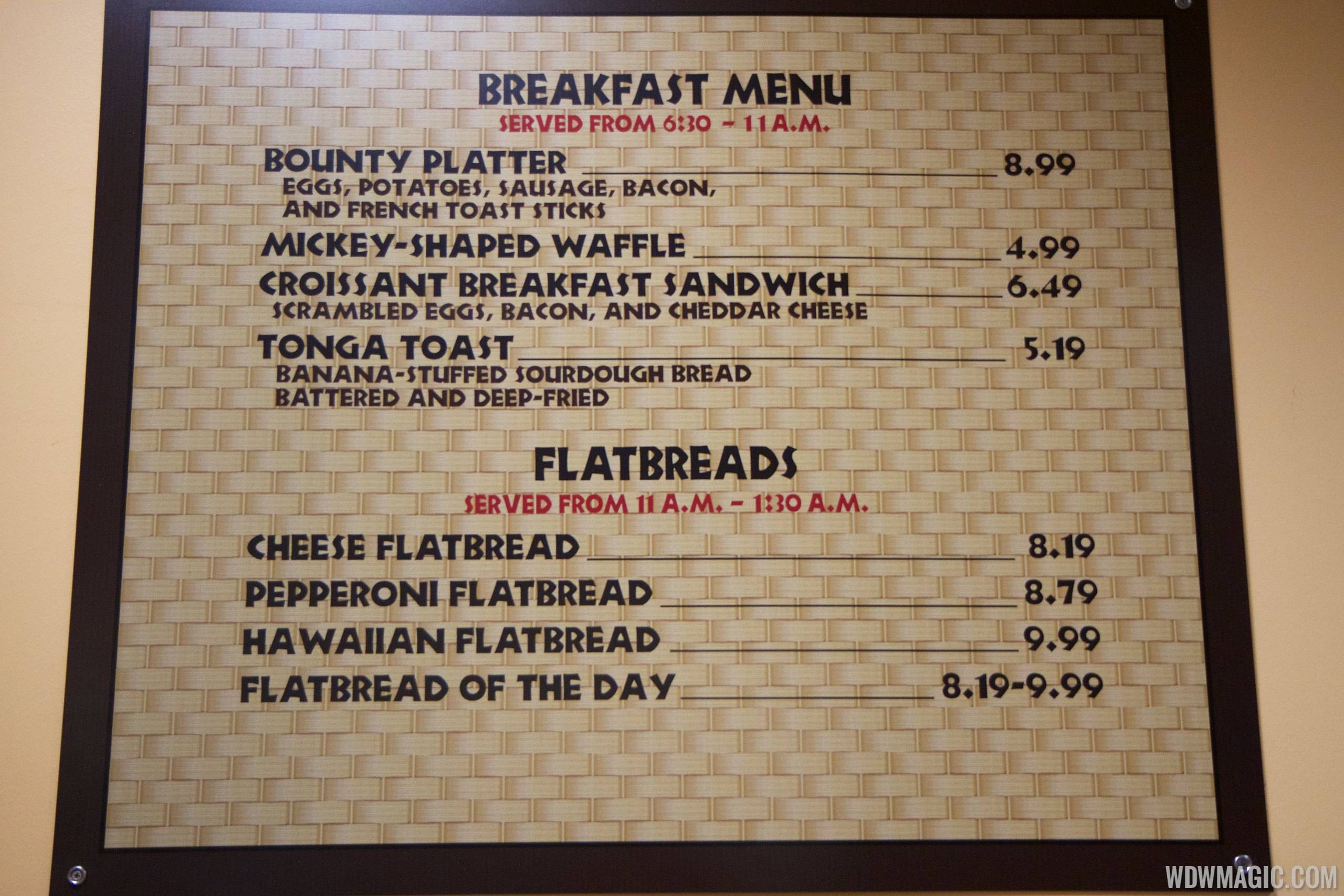 Temporary Captain Cook's - Breakfast menu
