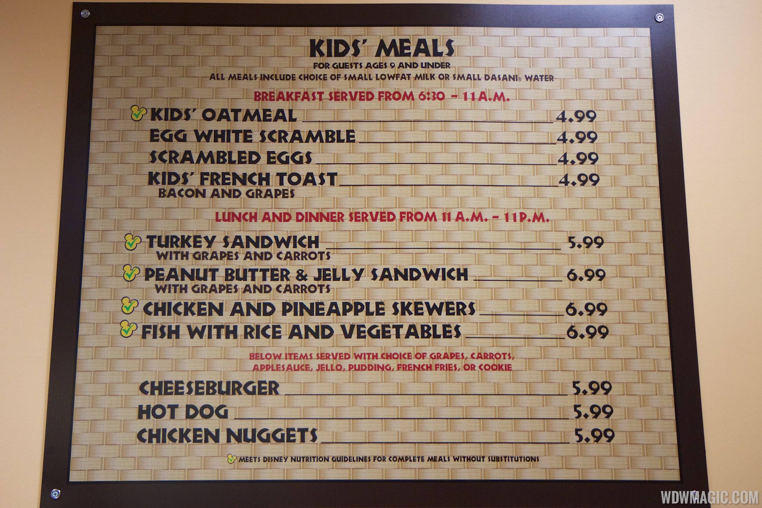 Temporary Captain Cook's - Kids menu