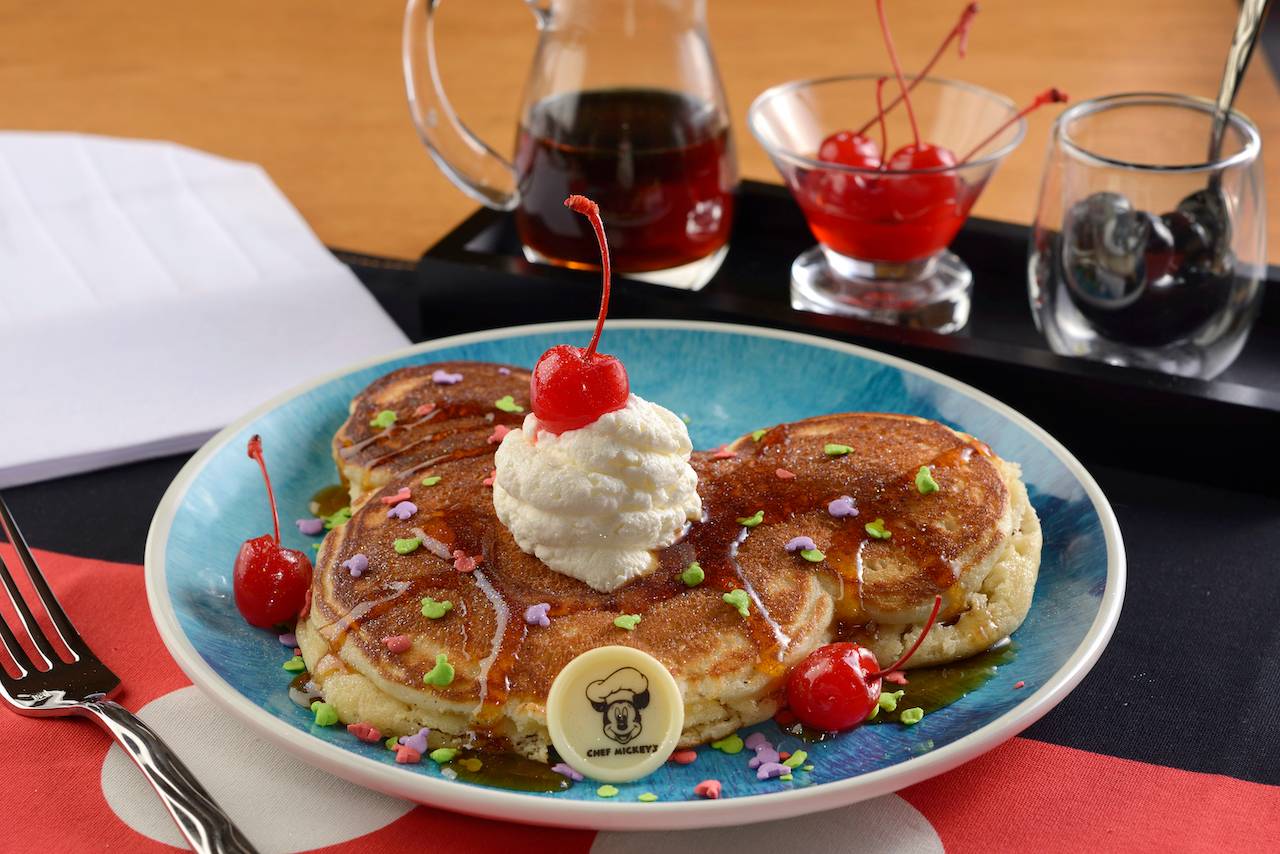 Mickey’s “Celebration” Pancake, featuring whipped cream, celebration sprinkles