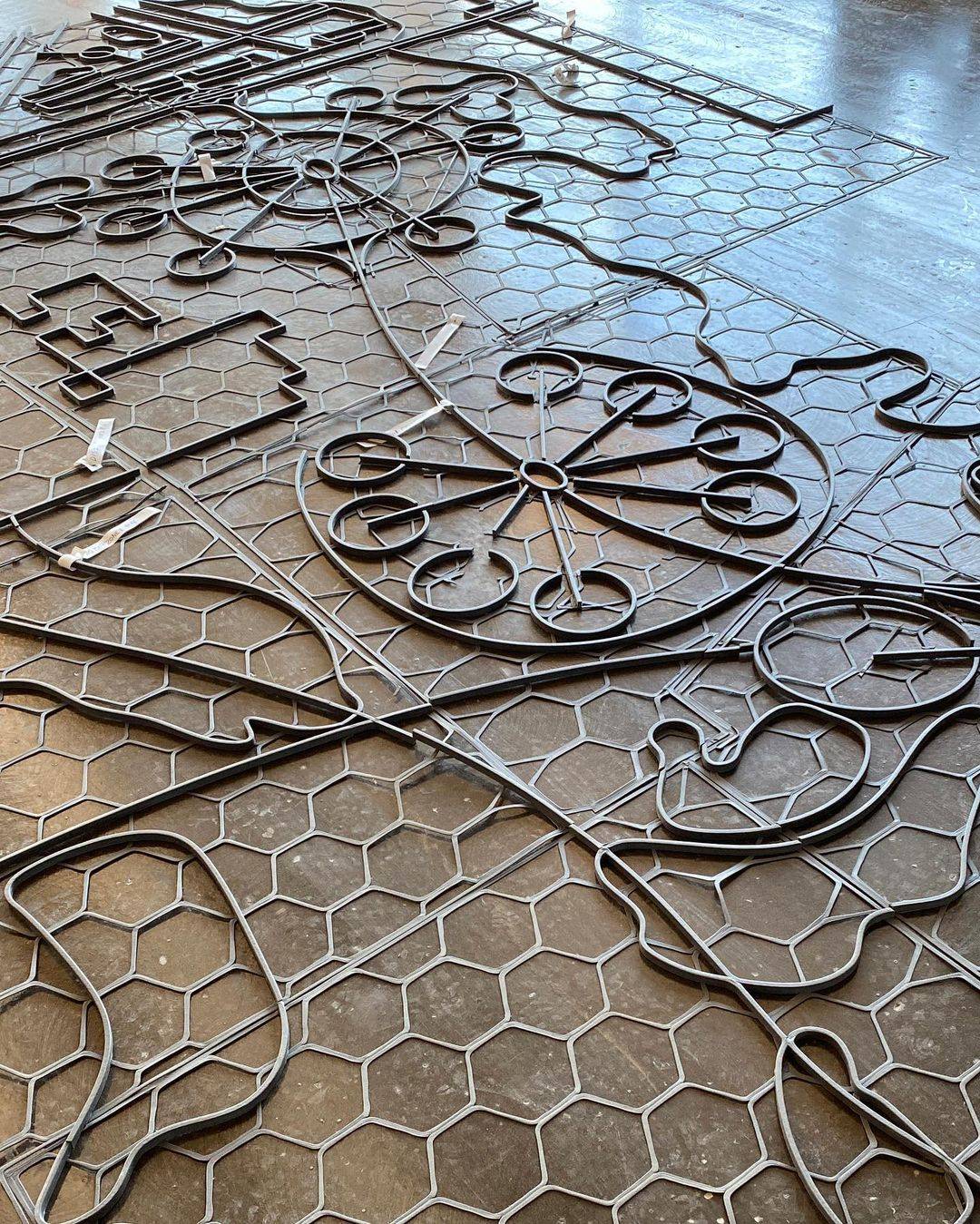 Flooring at Connections Cafe and Eatery draws inspiration from original Walt Disney World and EPCOT concepts and plans