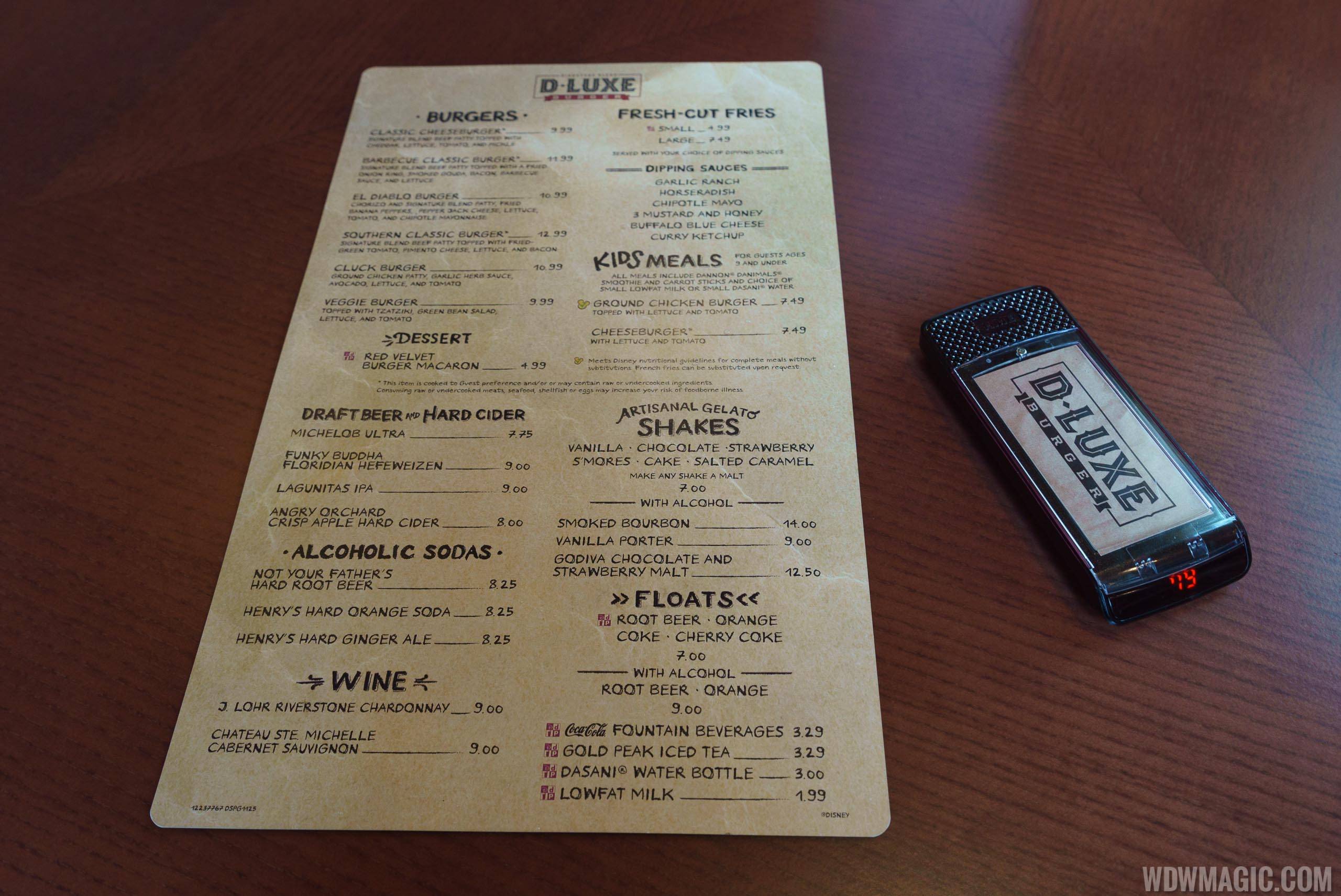 D-Luxe Burger - Menu and Pager