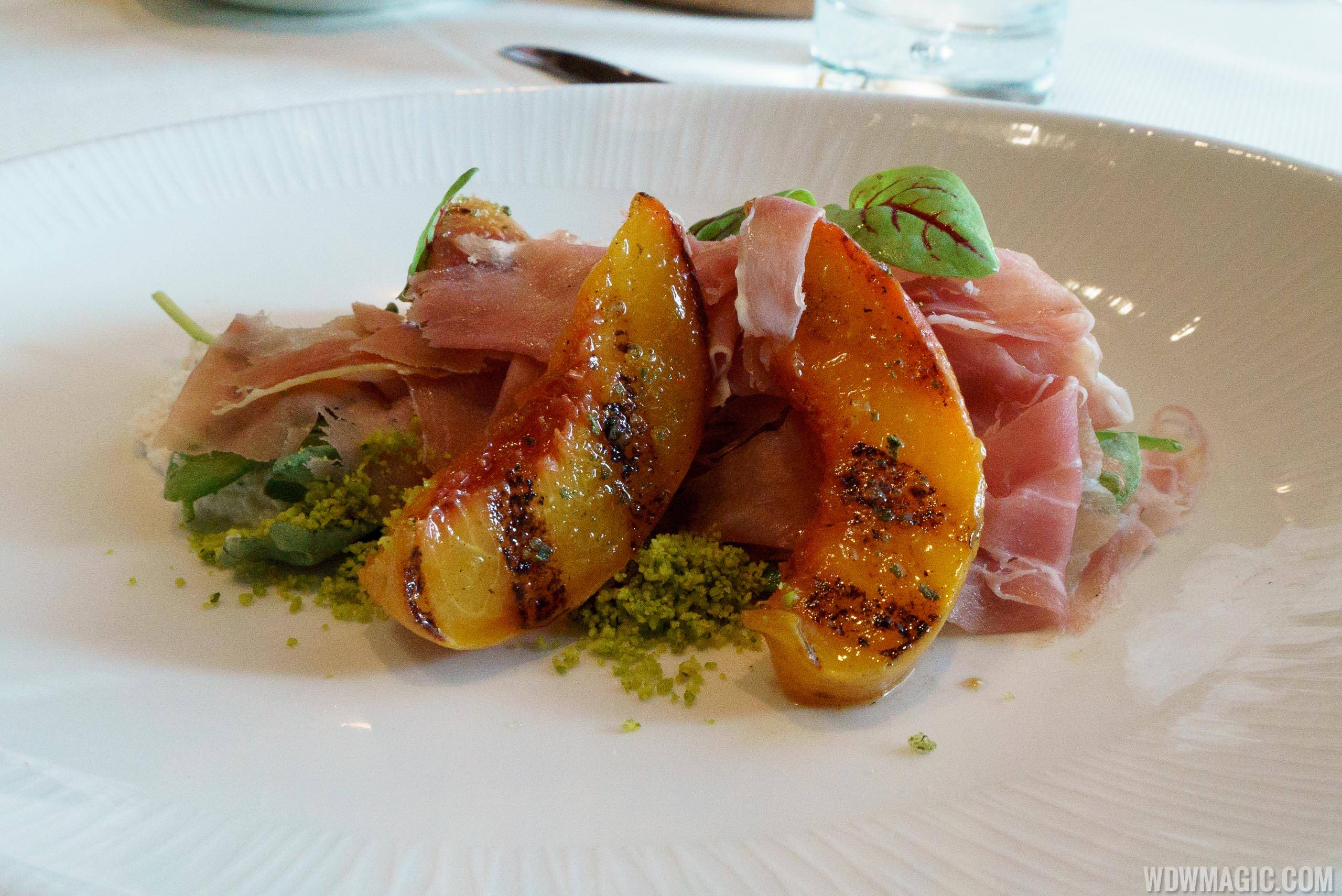 Flying Fish - Peaches and Prosciutto appetizer