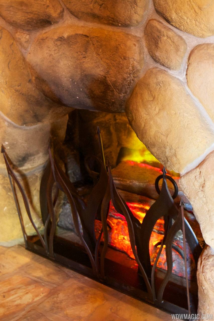 Fireplace in Gaston's Tavern dining room
